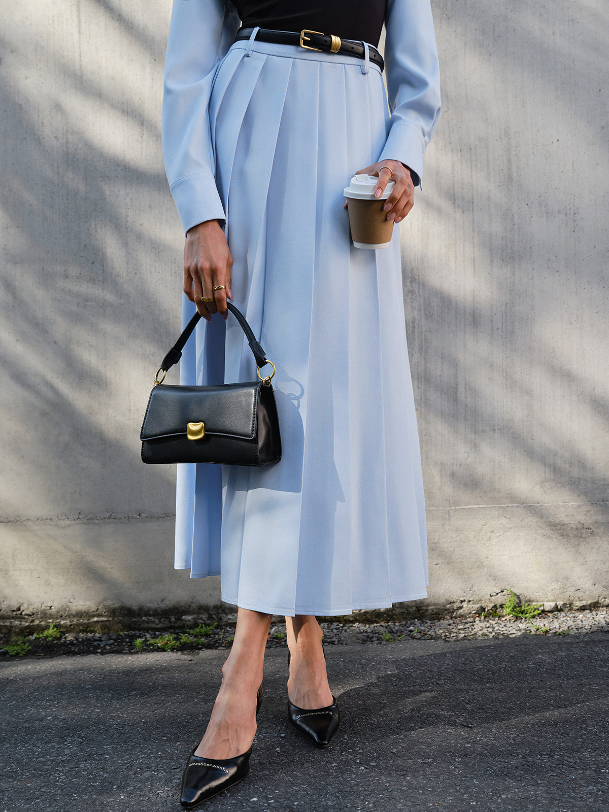 Minimalist Pleated Skirt Without Belt-Chicvia