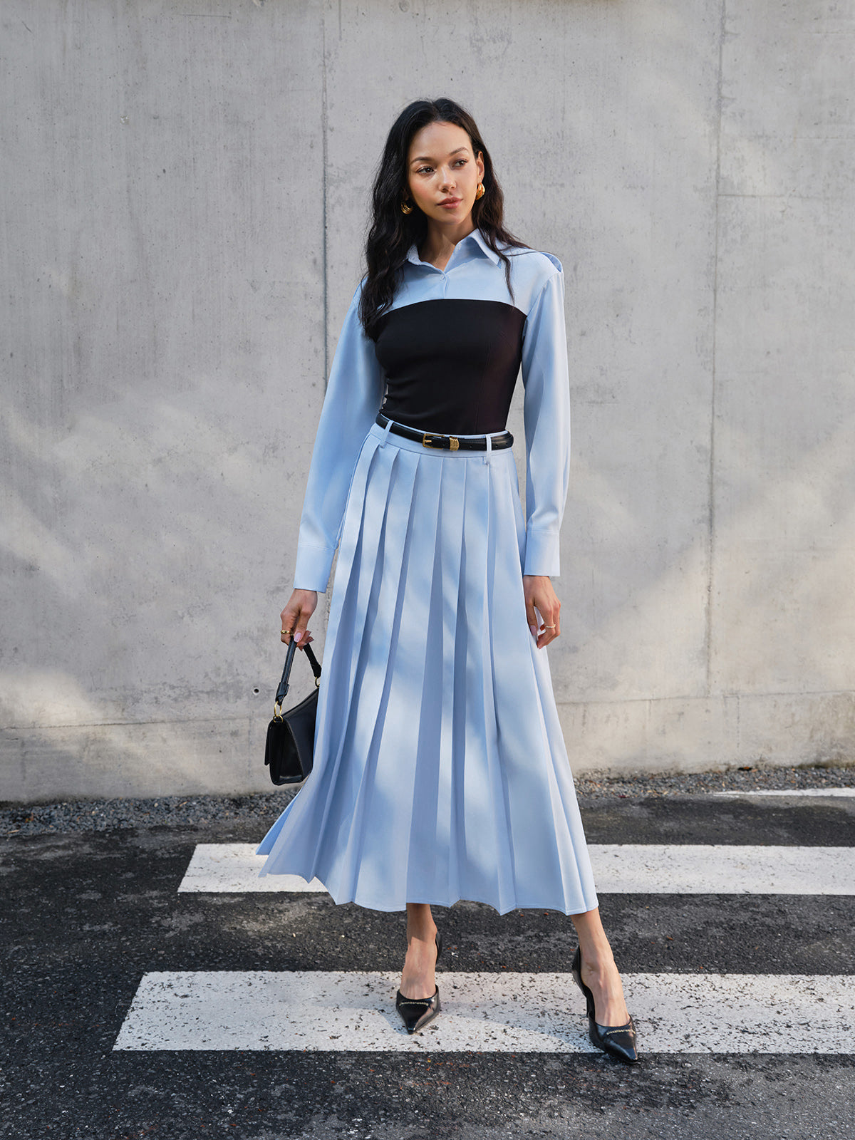Minimalist Pleated Skirt Without Belt-Chicvia