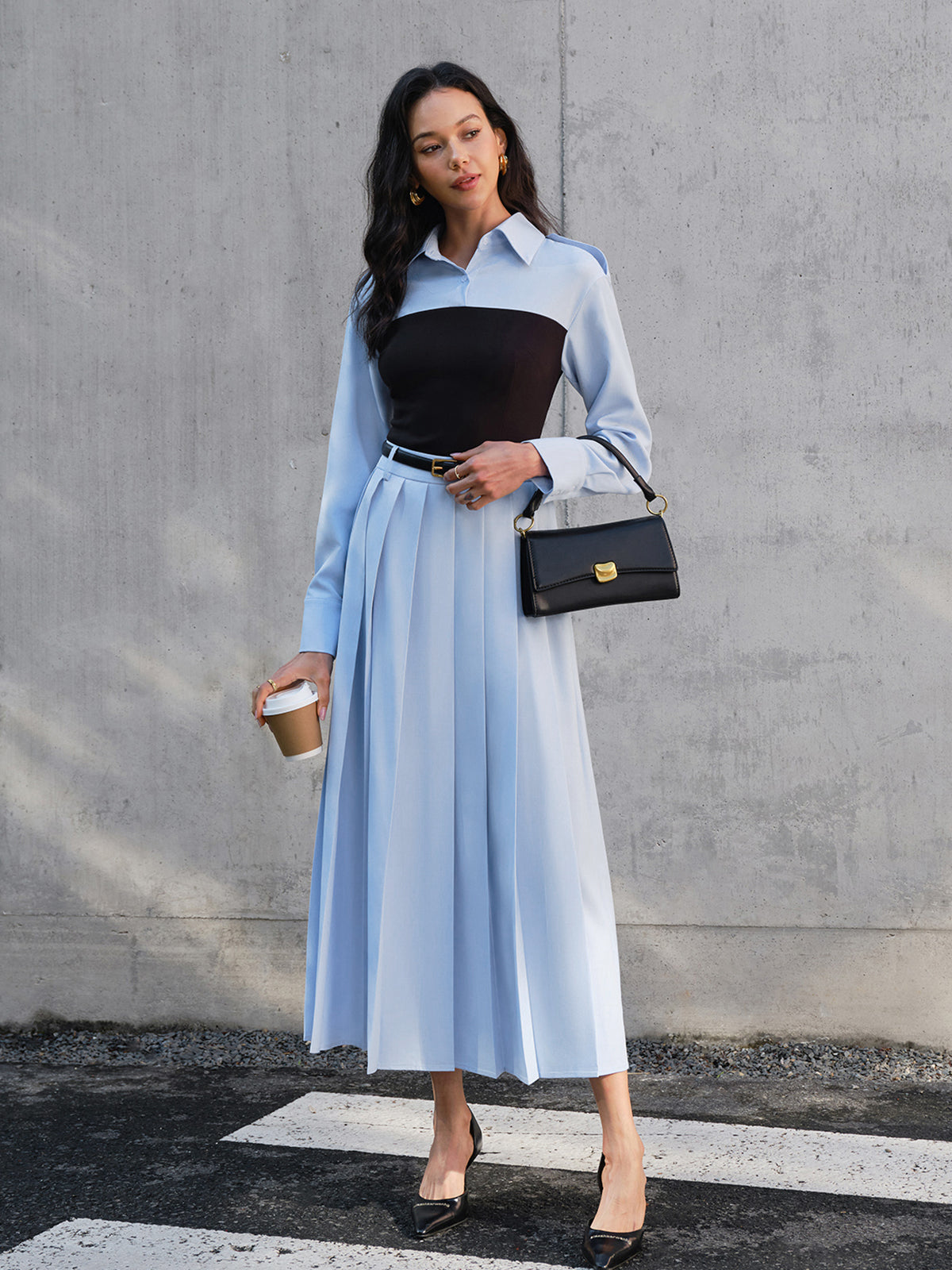 Minimalist Pleated Skirt Without Belt-Chicvia