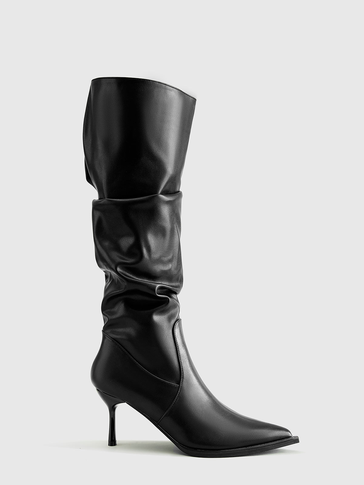 High Heel Ruched Knee-High Boots-Chicvia