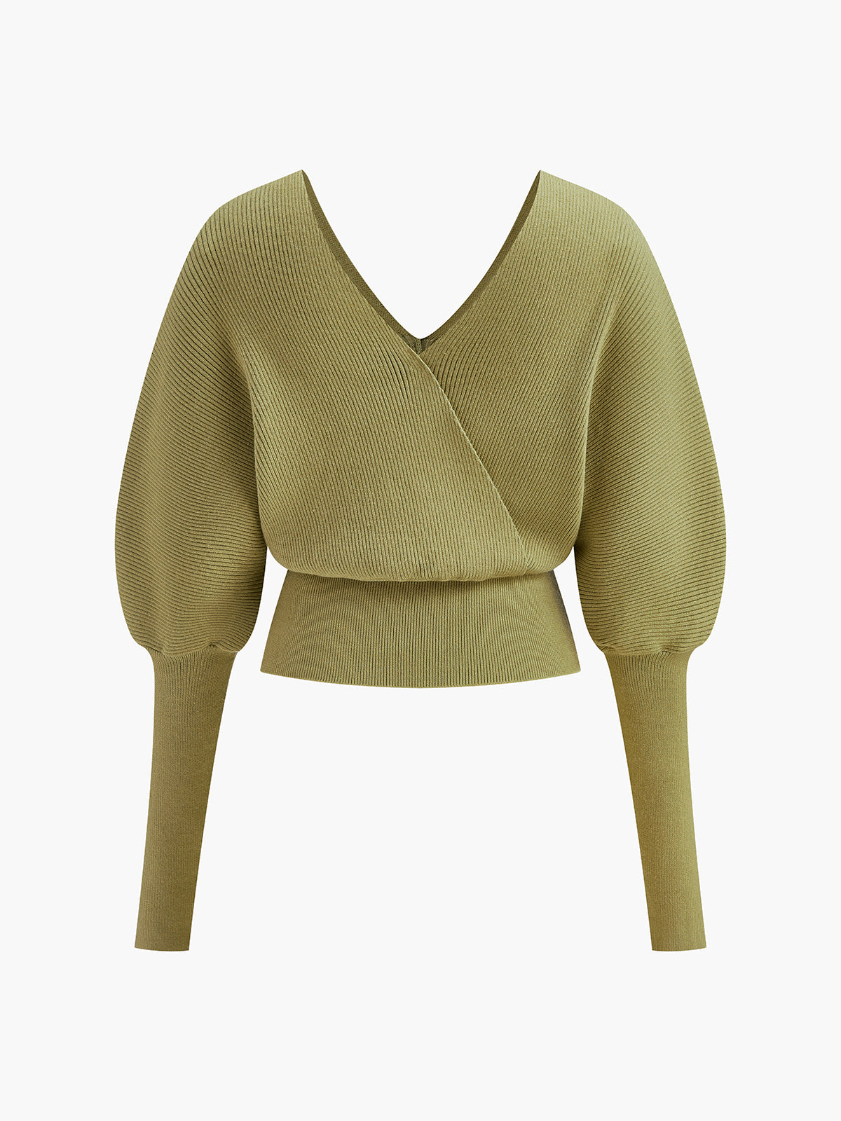 Leg-Of-Mutton Sleeve Cinched Sweater-Chicvia