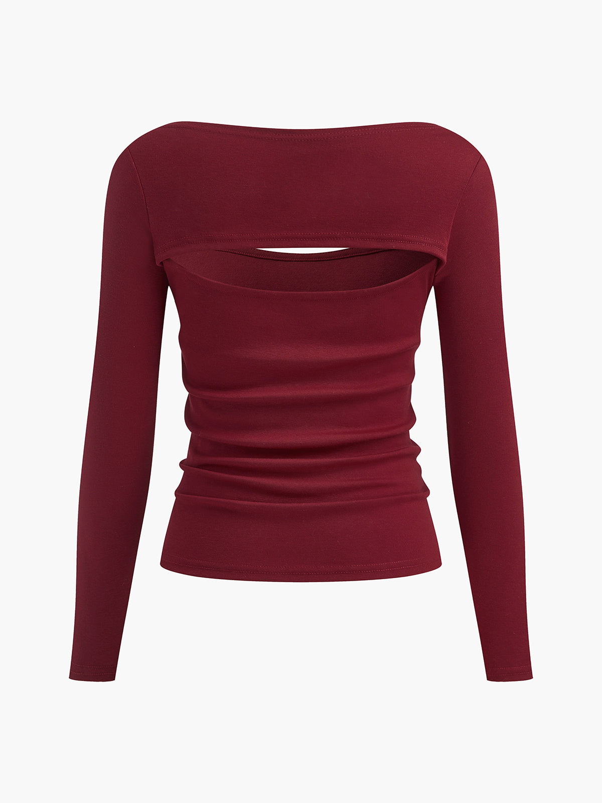Plain Cutout Long Sleeve T-Shirt-Chicvia