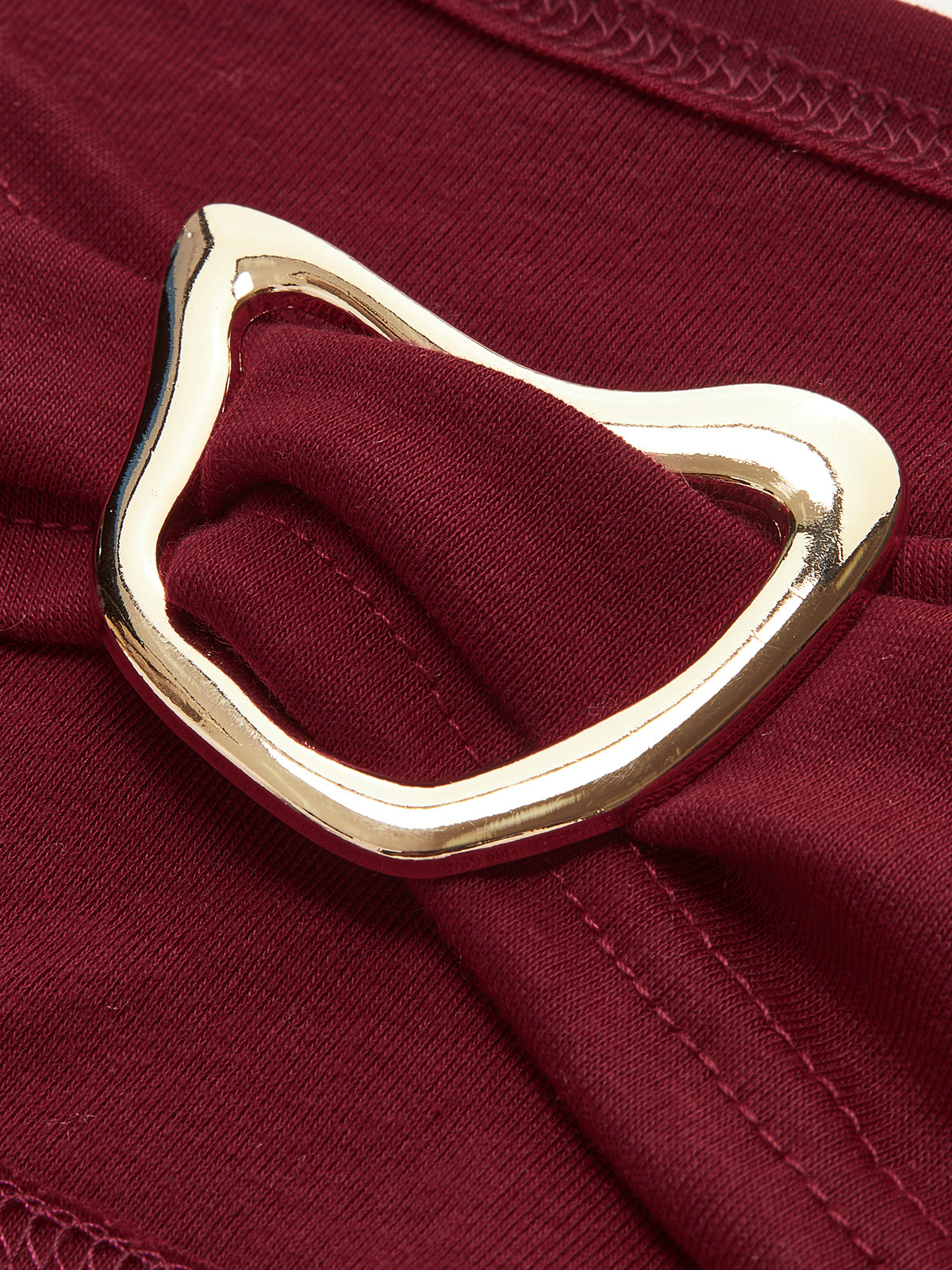 Plain Cutout Long Sleeve T-Shirt-Chicvia