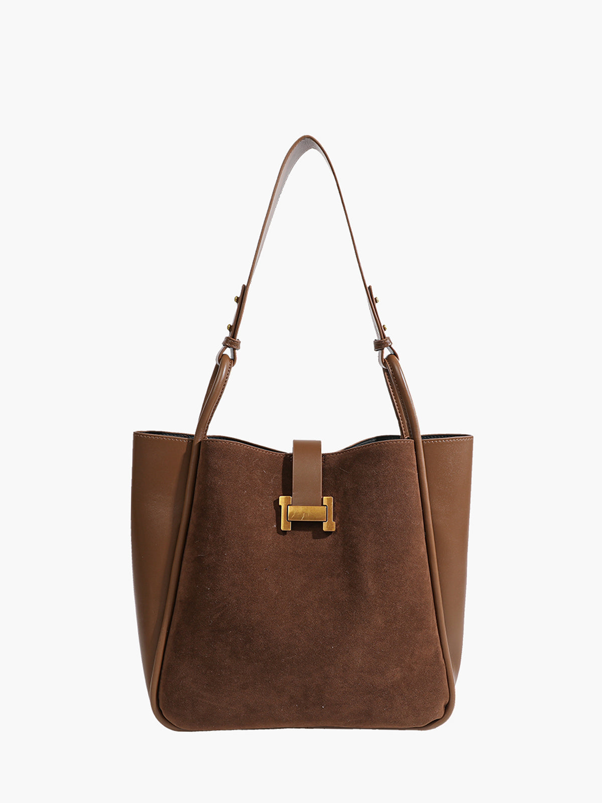 Metal-Detail Panel Tote Bag-Chicvia