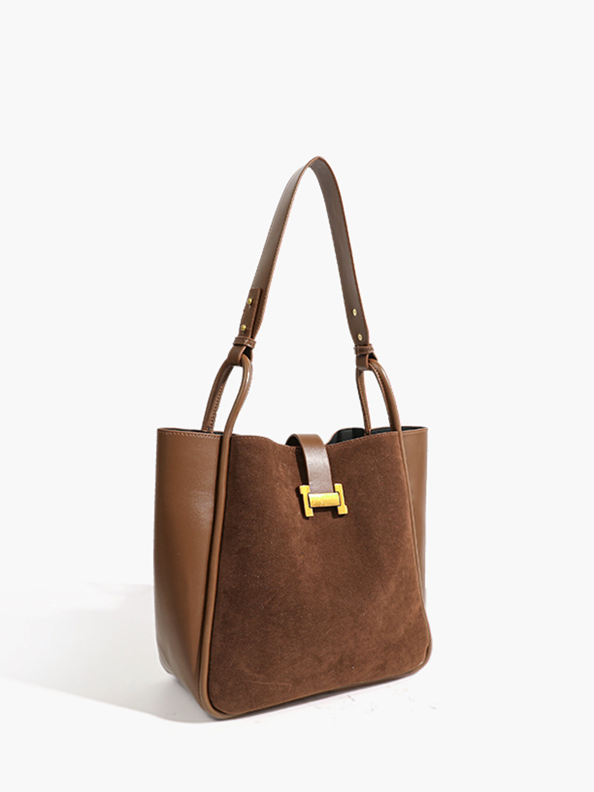 Metal-Detail Panel Tote Bag-Chicvia