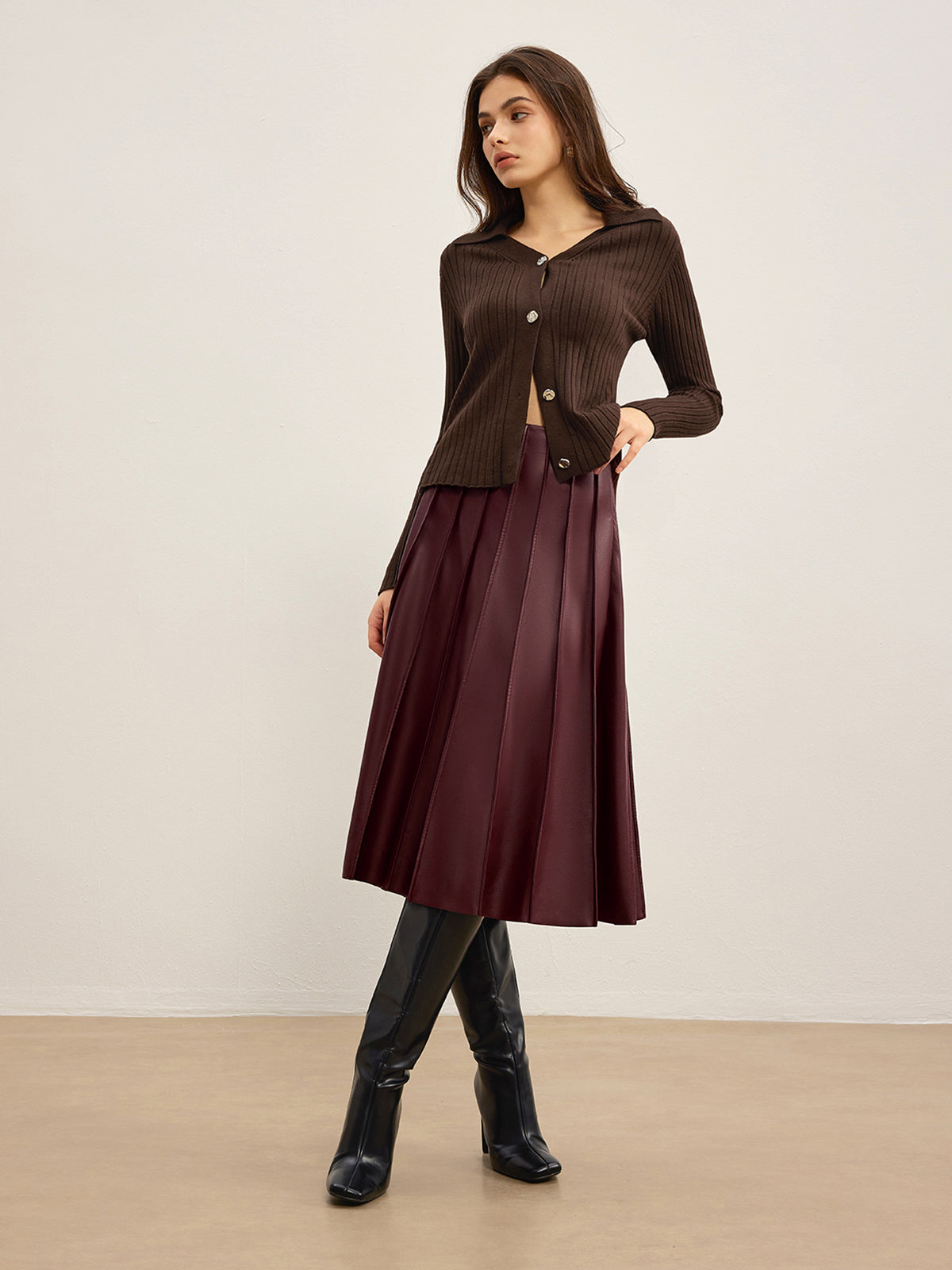 Elegant High-Stretch Polo Cardigan-Chicvia