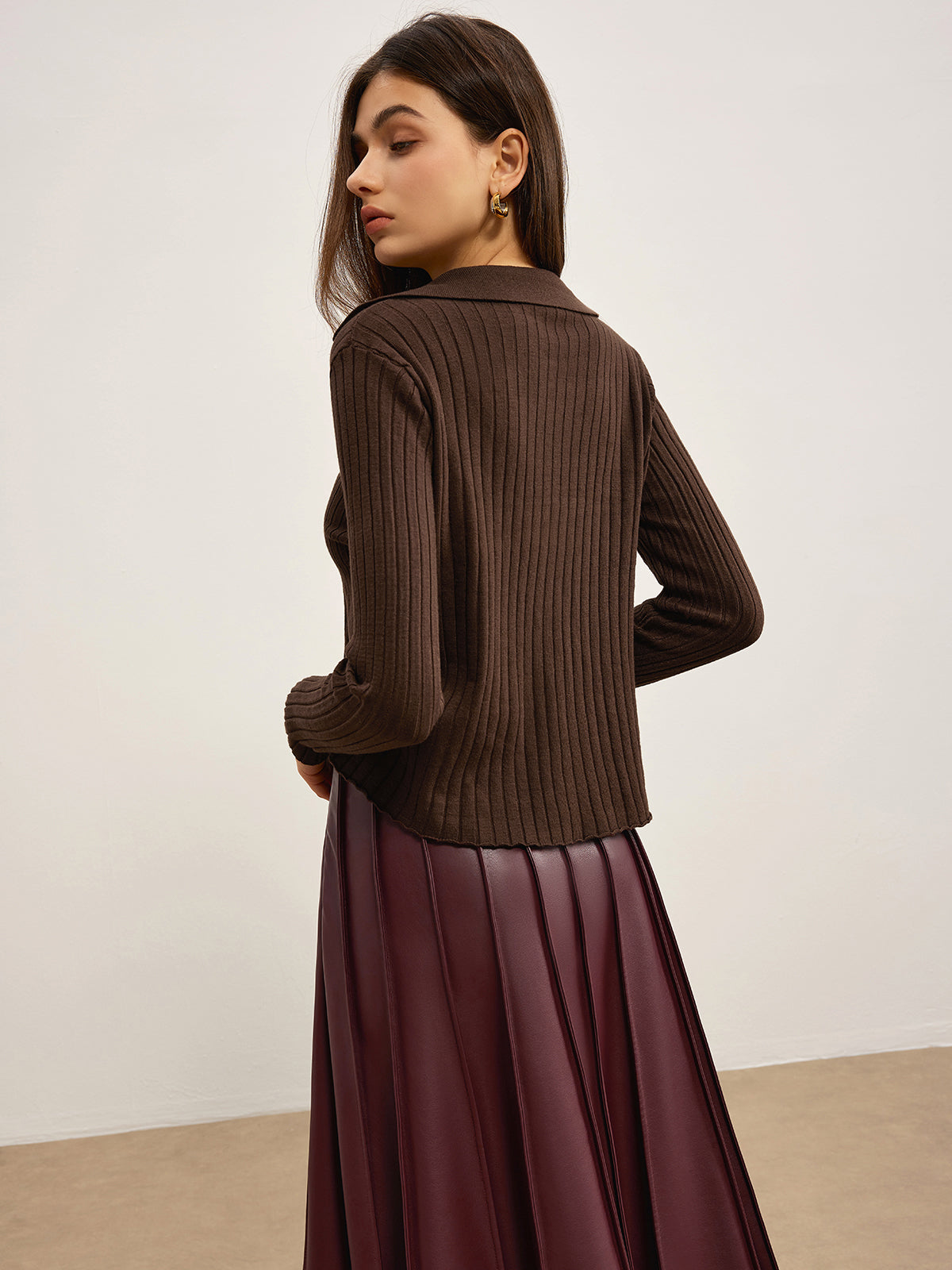 Elegant High-Stretch Polo Cardigan-Chicvia