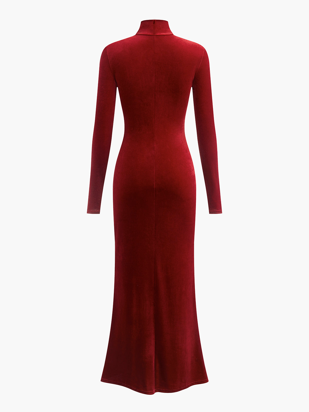 Mock Neck Knotted Velvet Dress-Chicvia