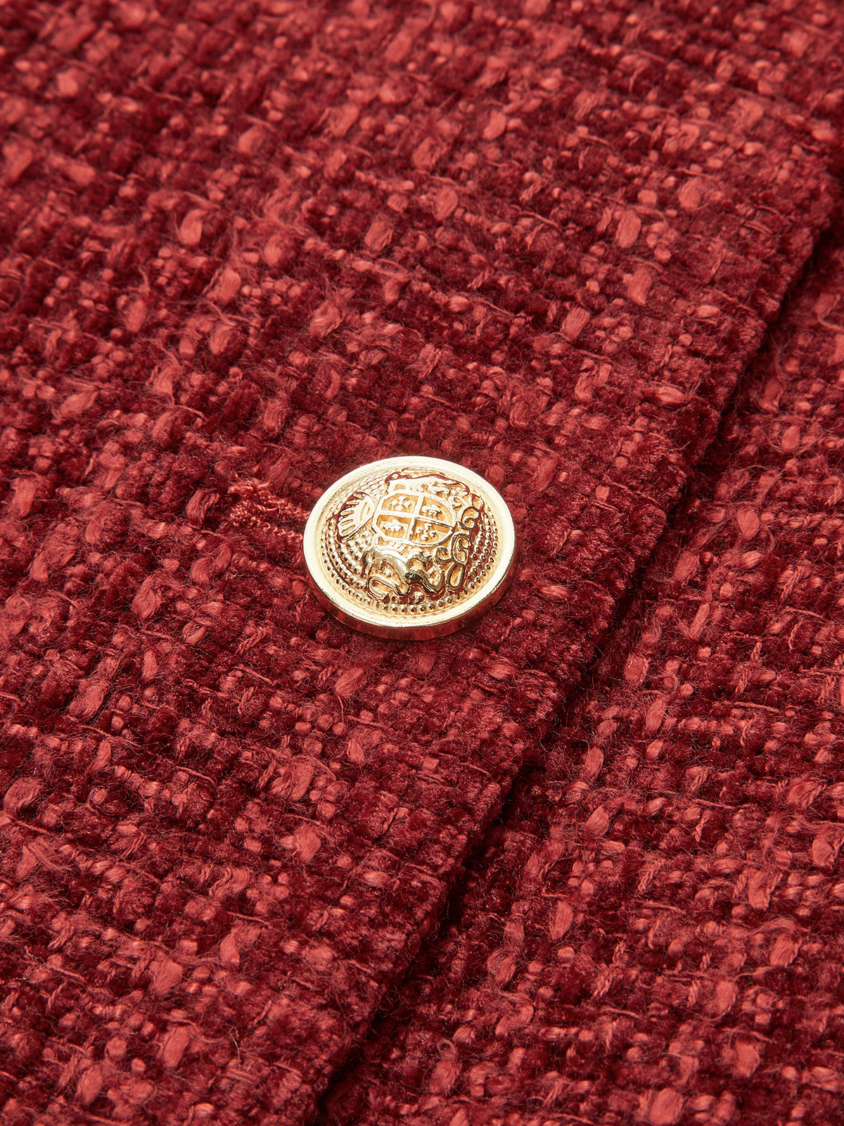 Button Down Slit Tweed Blazer-Chicvia