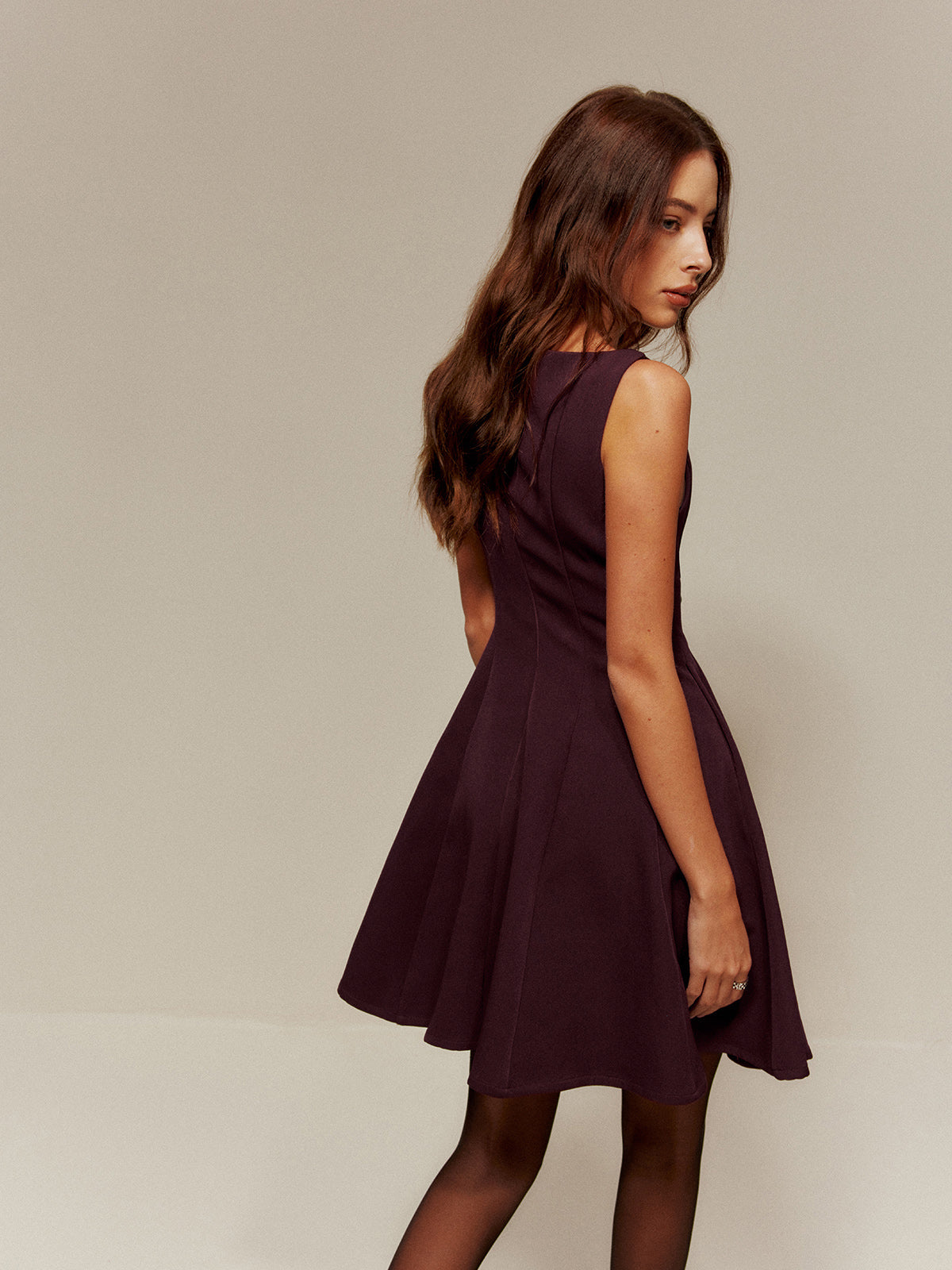 Pleated Pockets Tank Short Dress-Chicvia