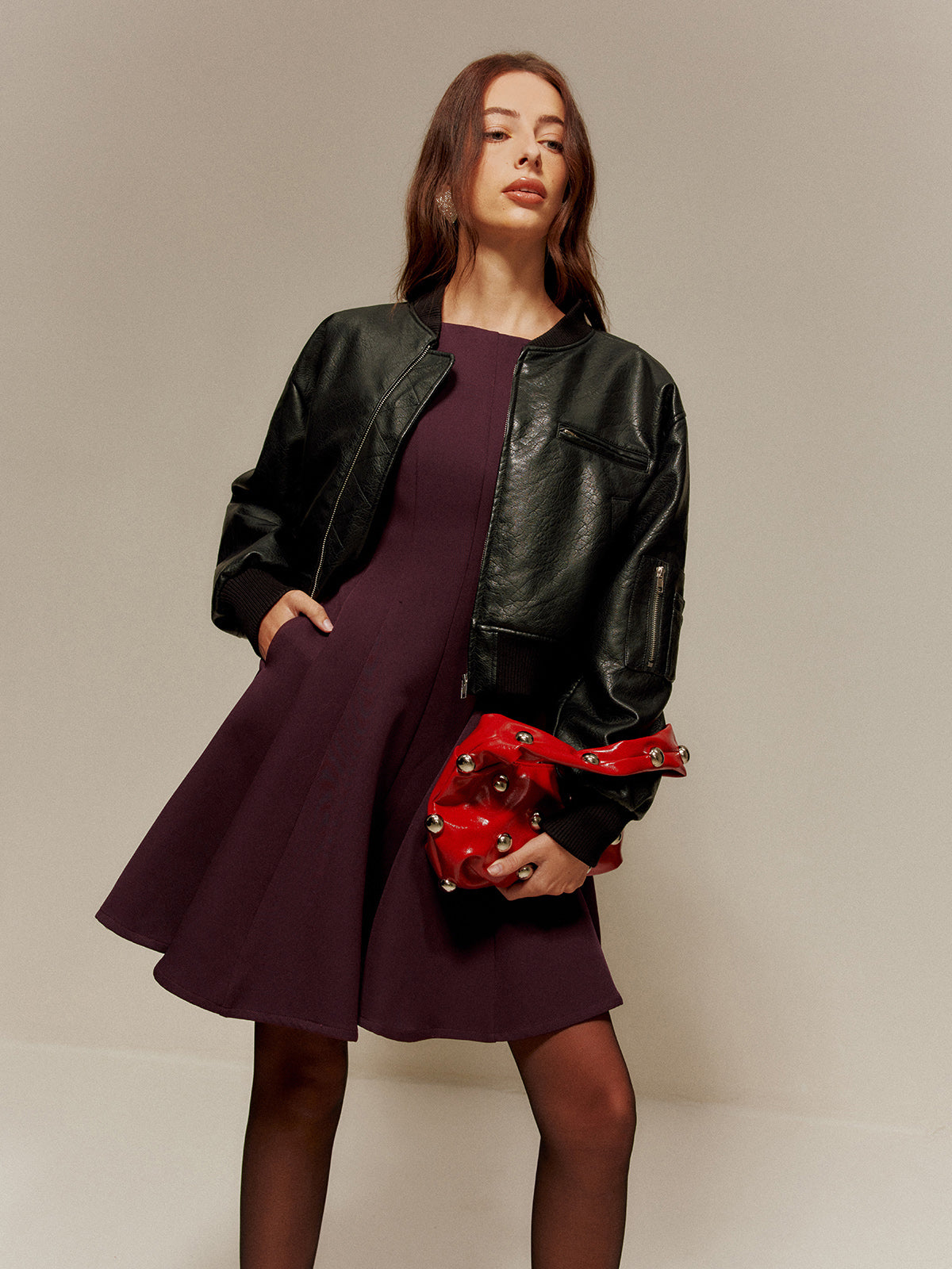 Pleated Pockets Tank Short Dress-Chicvia