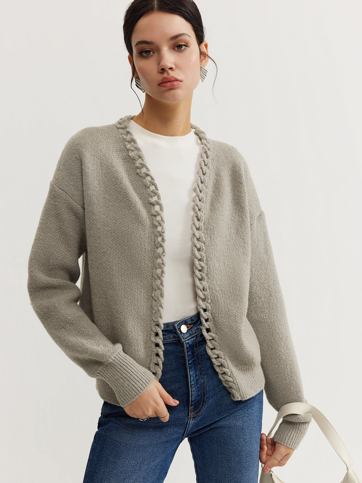 Casual Plain Cardigan-Chicvia