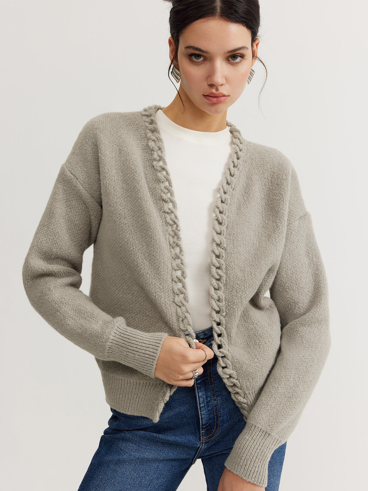 Casual Plain Cardigan-Chicvia