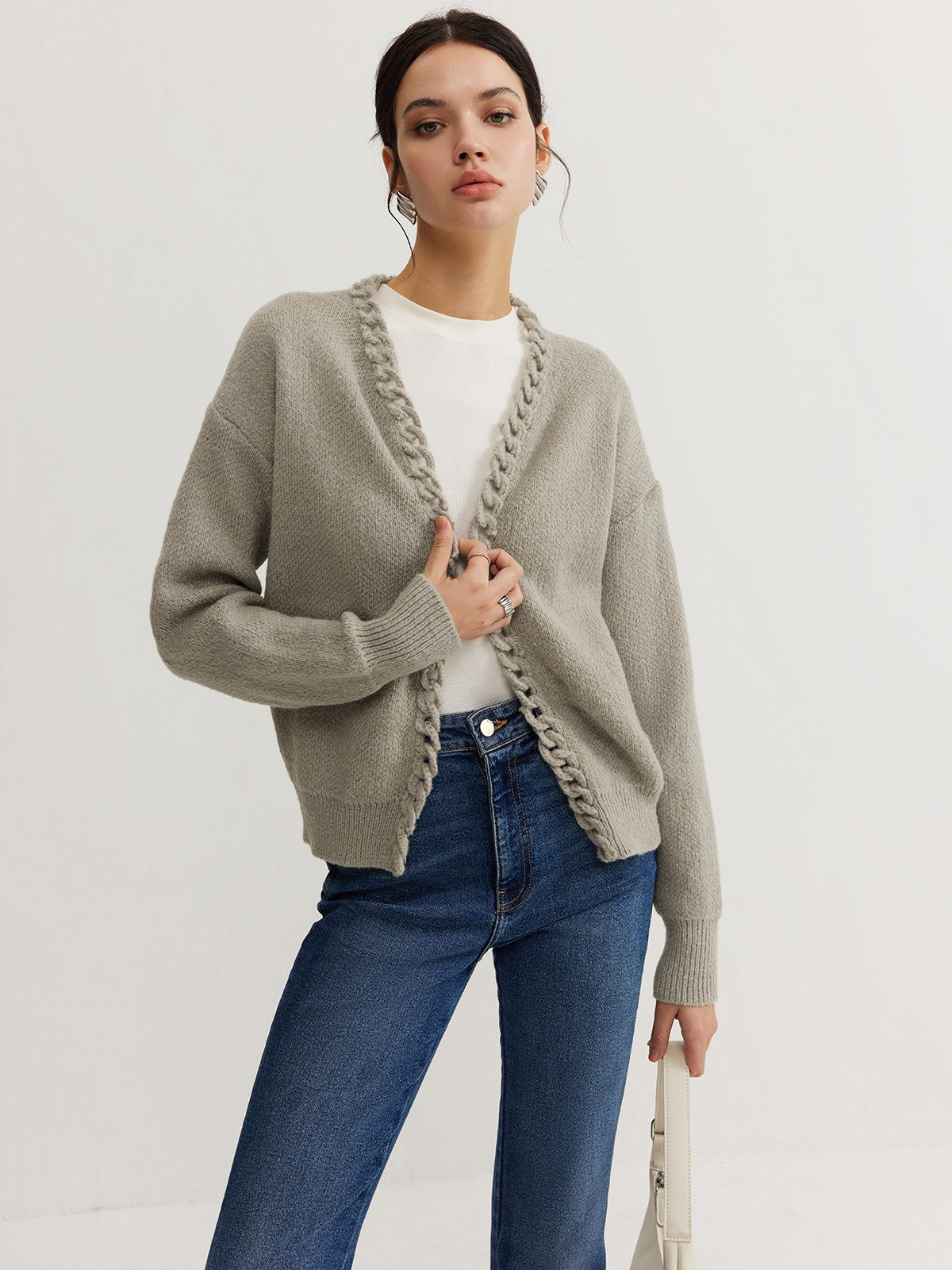 Casual Plain Cardigan-Chicvia