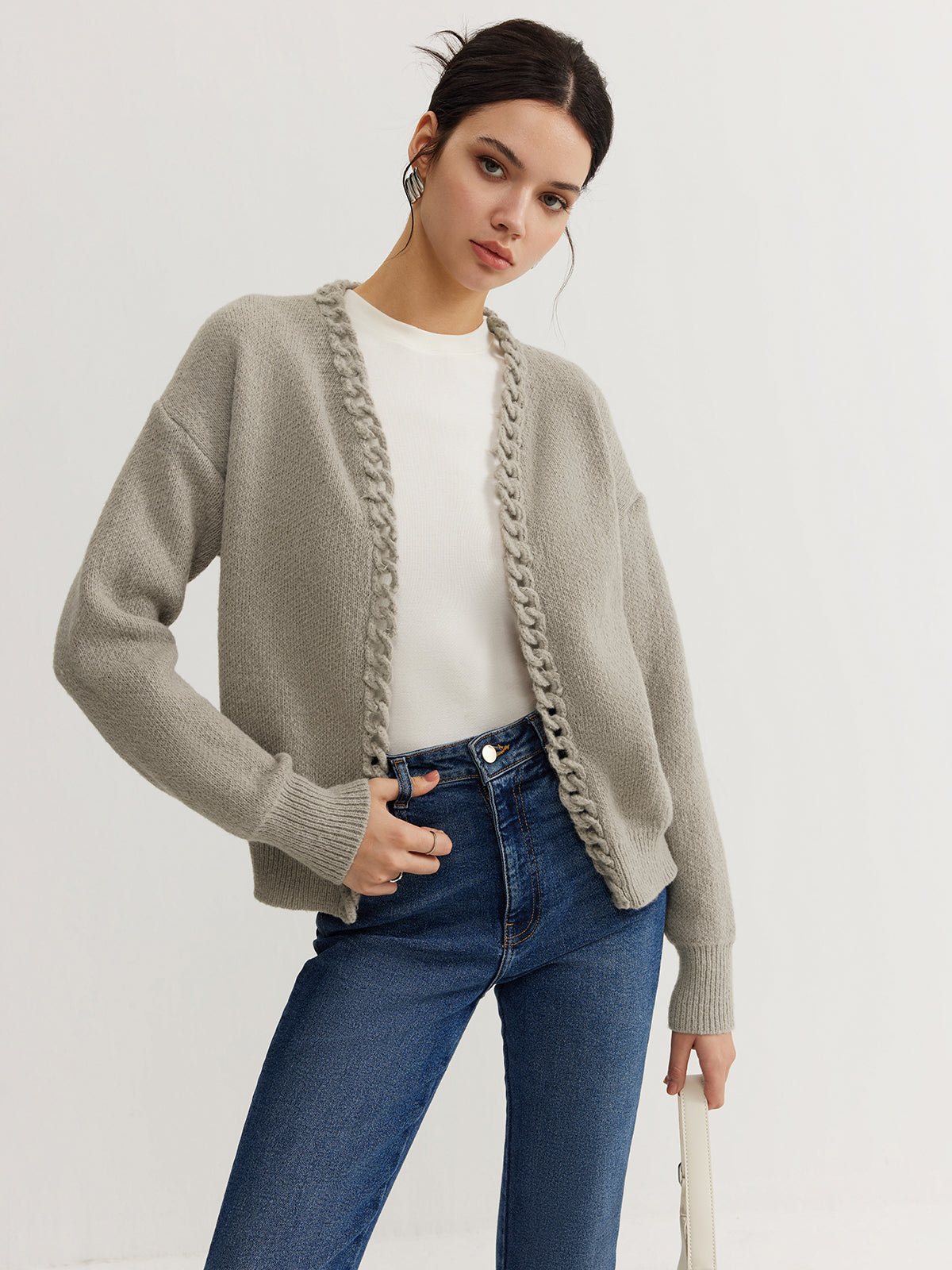 Casual Plain Cardigan-Chicvia