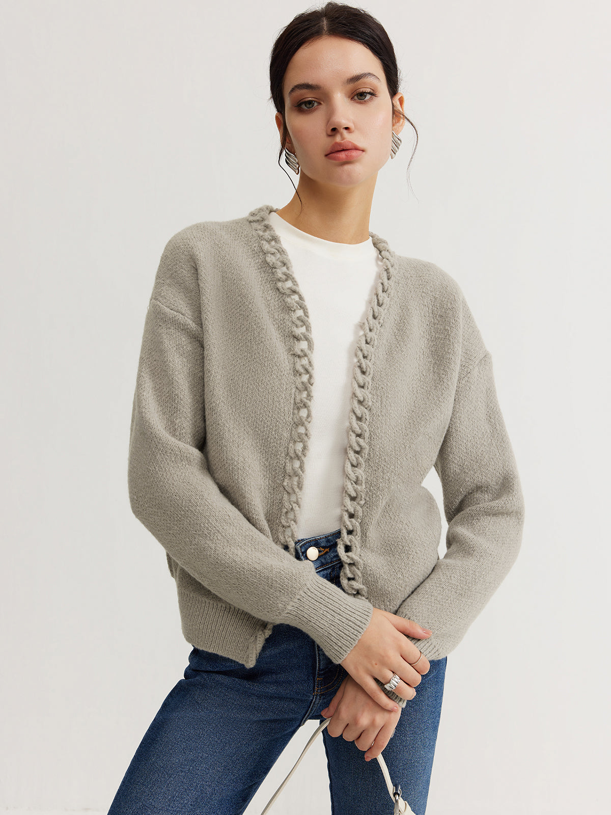 Casual Plain Cardigan-Chicvia