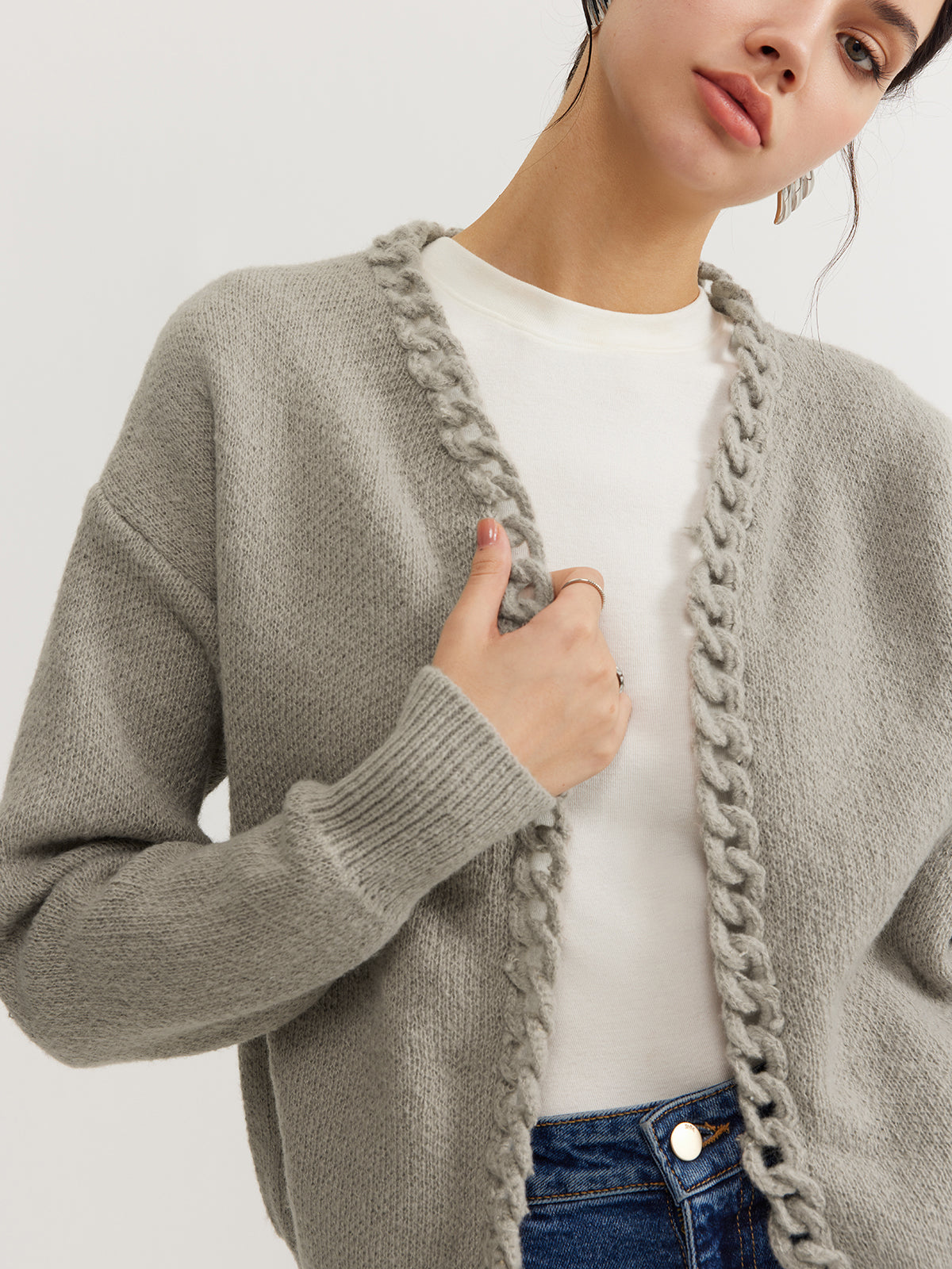 Casual Plain Cardigan-Chicvia
