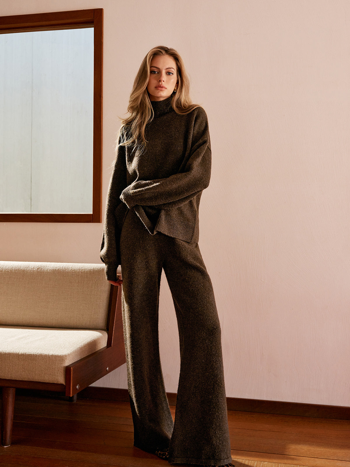 Elastic Waist Sweater Pants-Chicvia