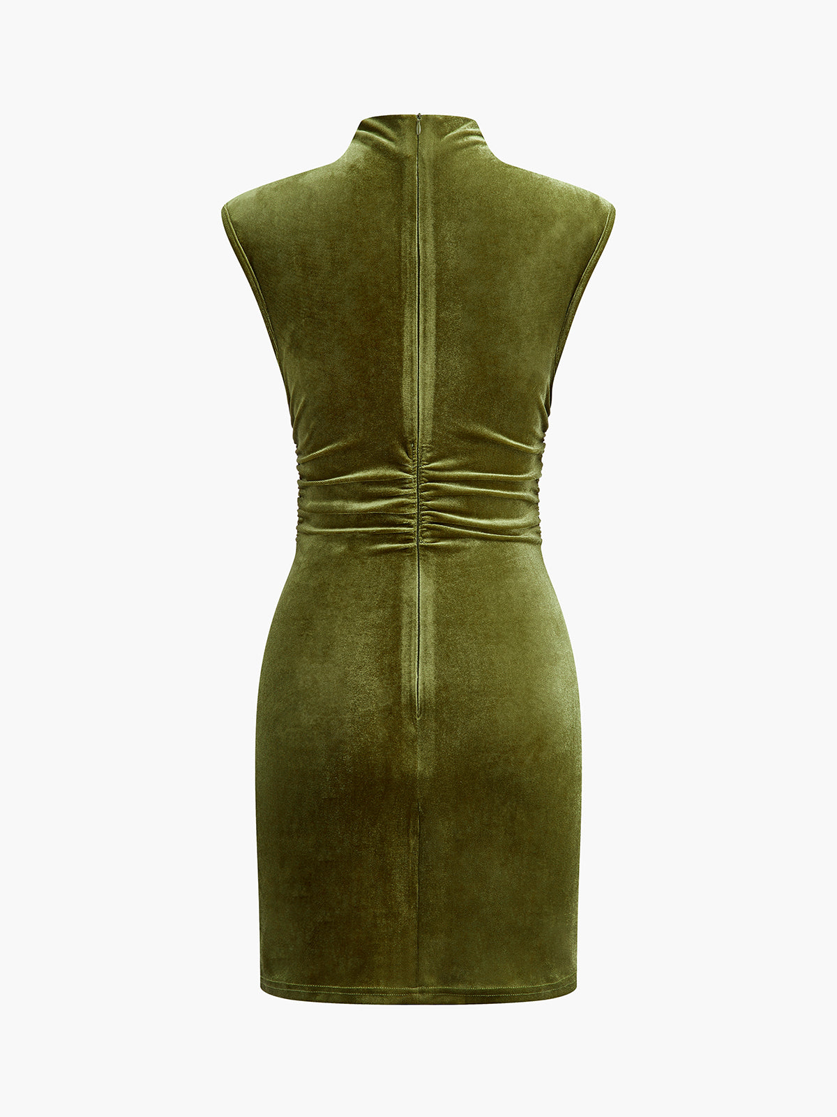 Mock Neck Sleeveless Velvet Dress-Chicvia