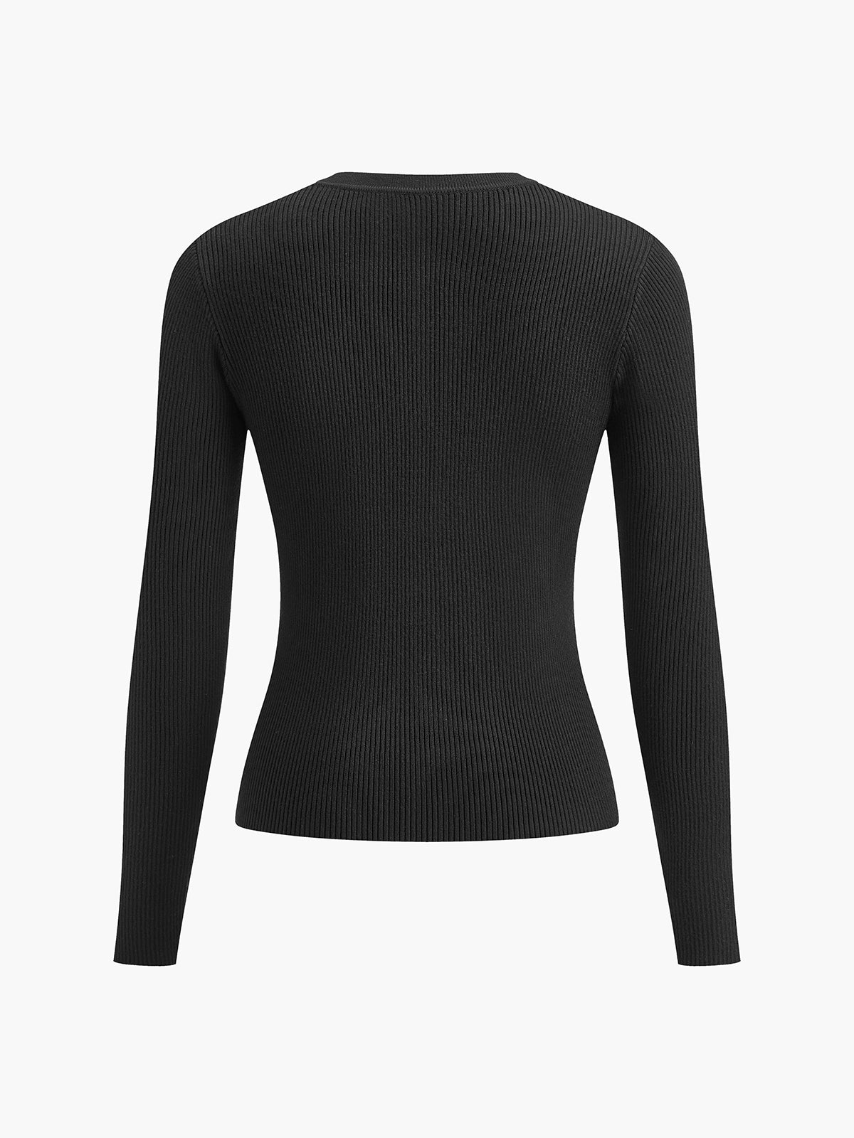 Button Down Skinny Knit Top-Chicvia