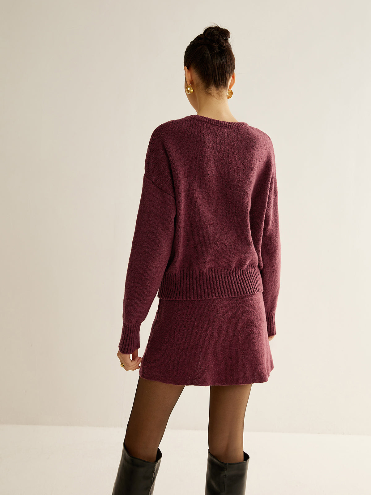 Minimalist Plain Soft Sweater Co-ords-Chicvia