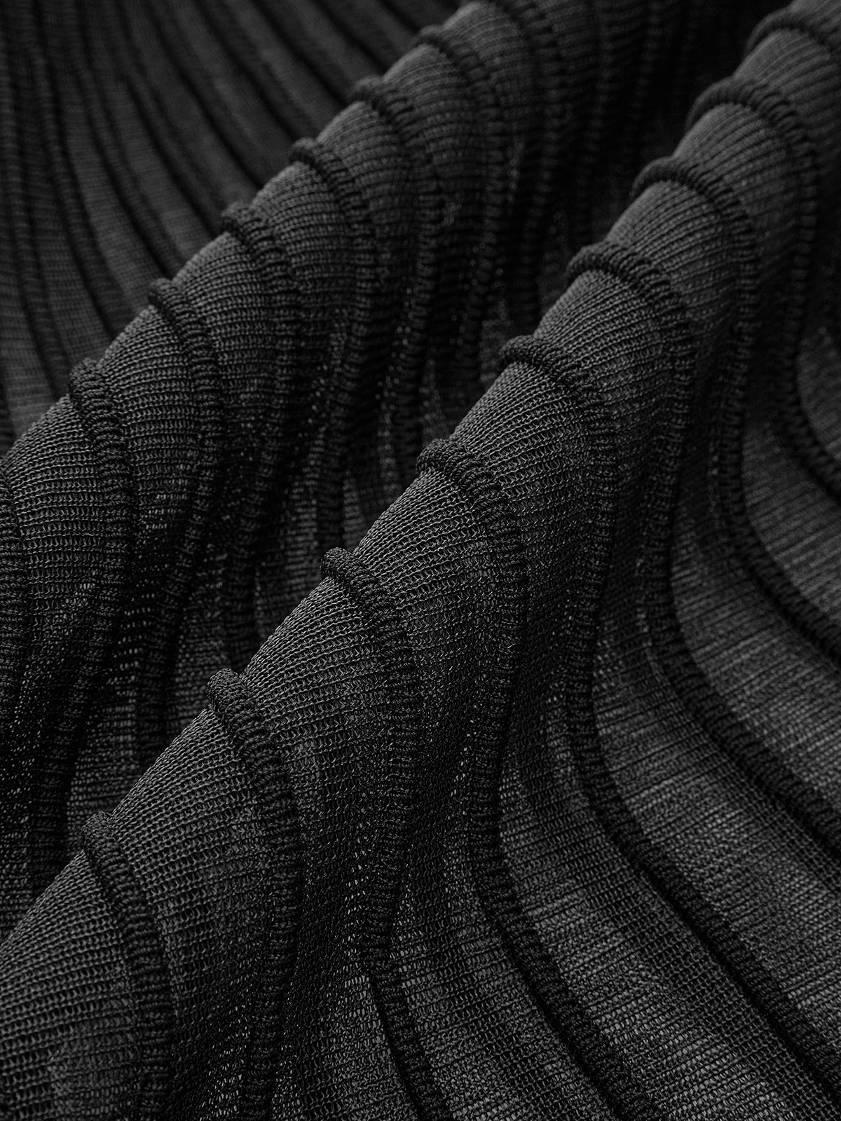 Knit Pleated Semi-sheer Maxi Skirt-Chicvia