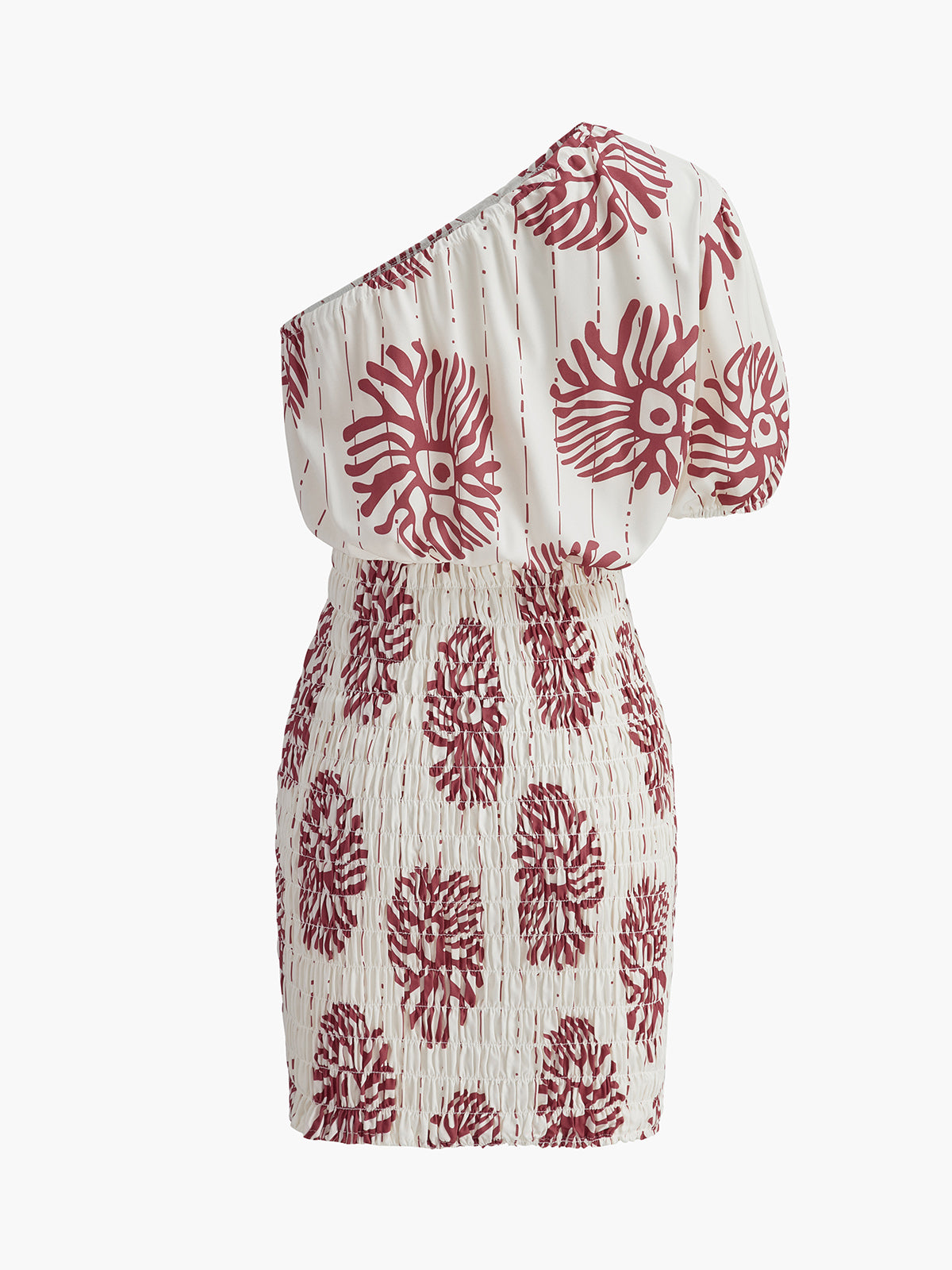 Off-Shoulder Floral Smocked Dress-Chicvia