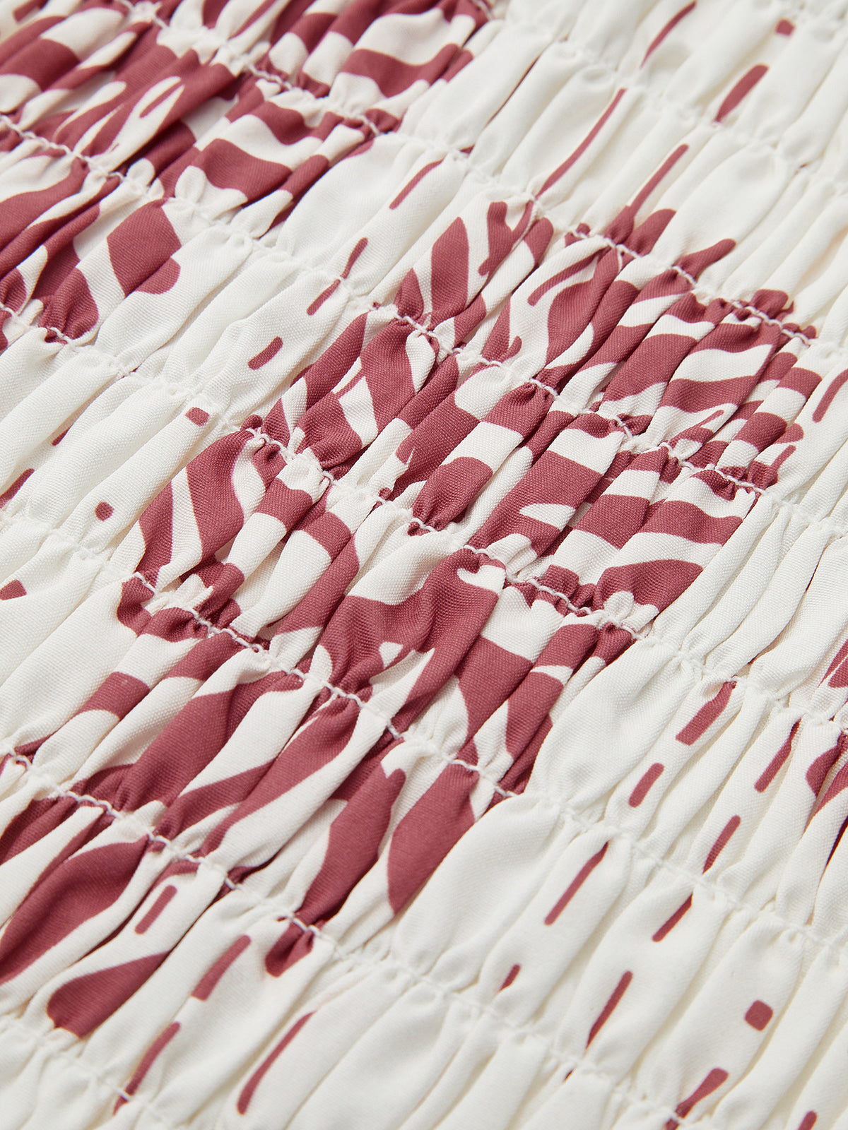 Off-Shoulder Floral Smocked Dress-Chicvia