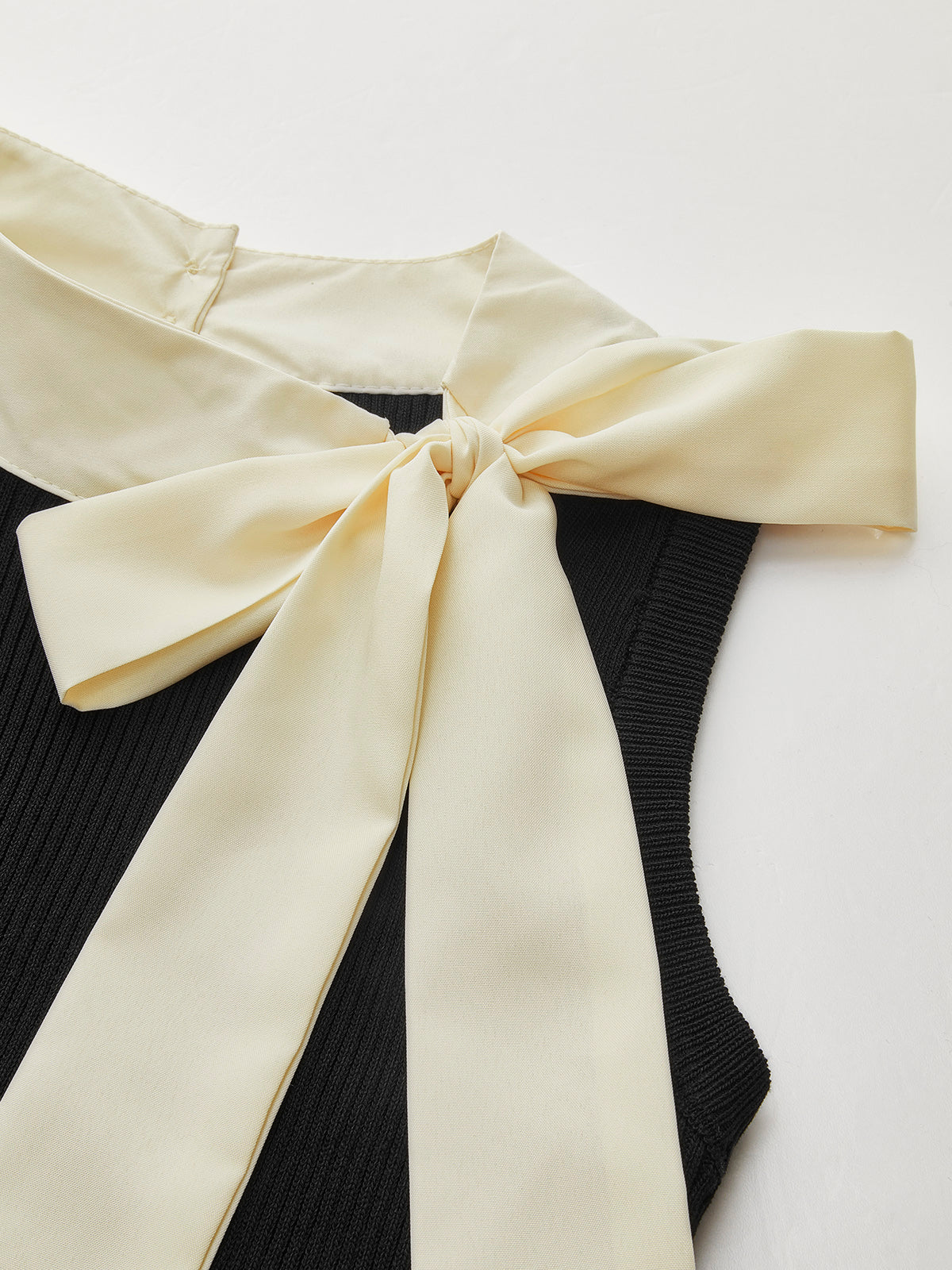 Color Block Bow Sweater Vest-Chicvia