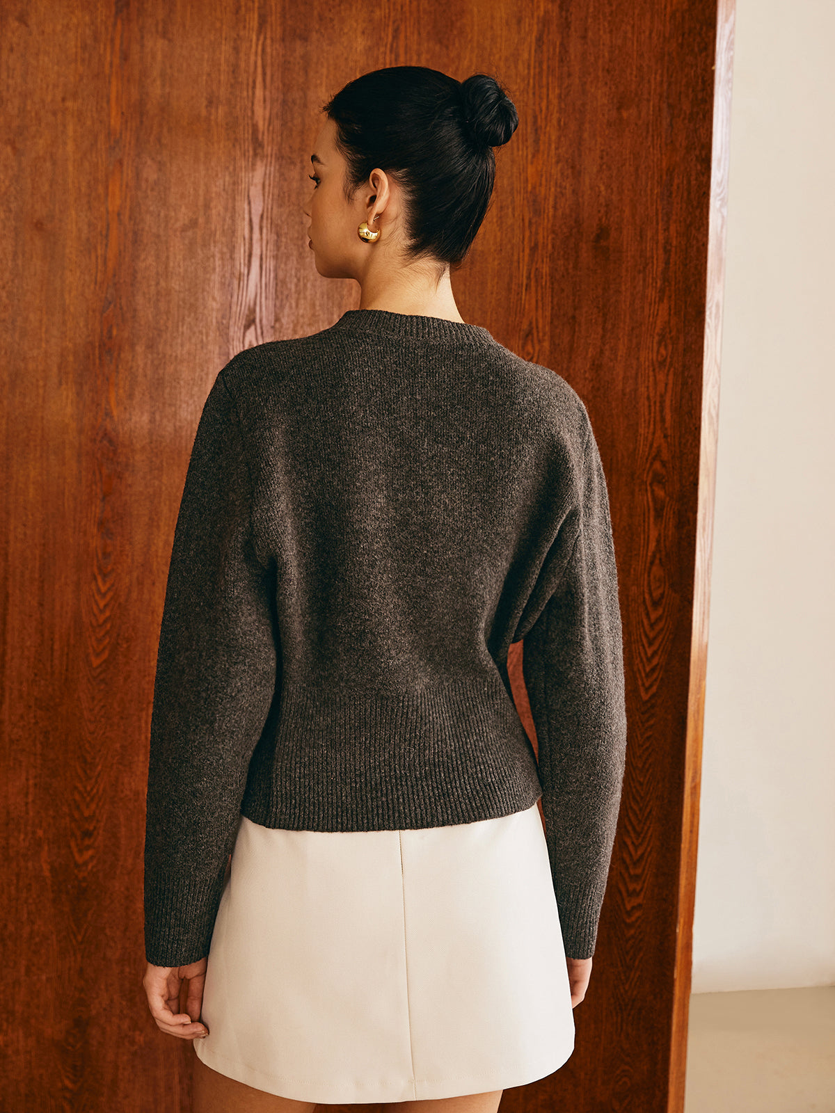 Button Down Split Sweater-Chicvia