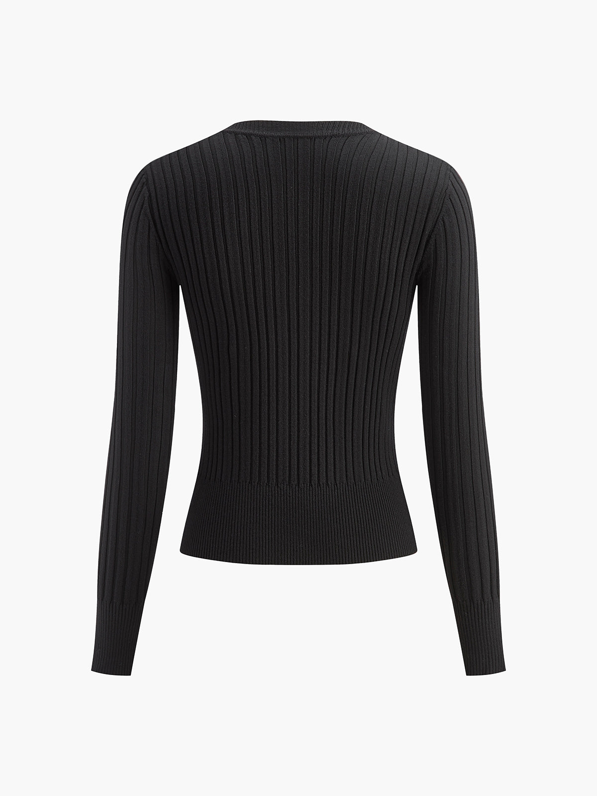 Hook Front Skinny Knit Top-Chicvia