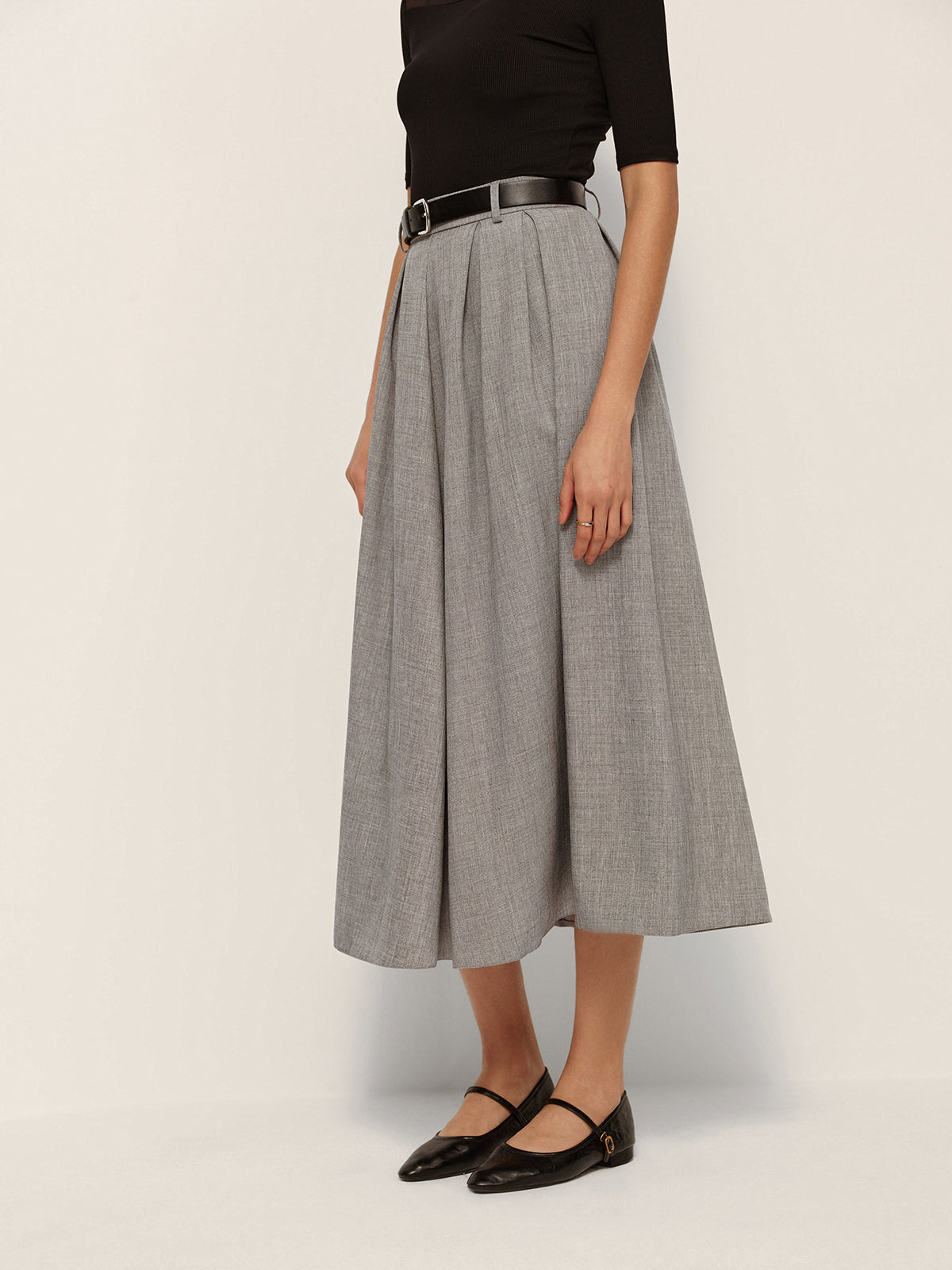 Mid-Waisted Pleated Check Skirt-Chicvia