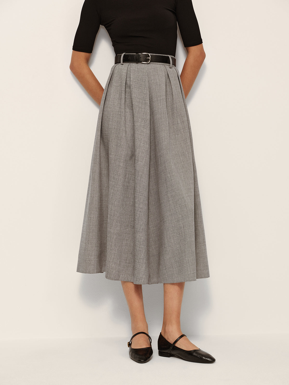 Mid-Waisted Pleated Check Skirt-Chicvia