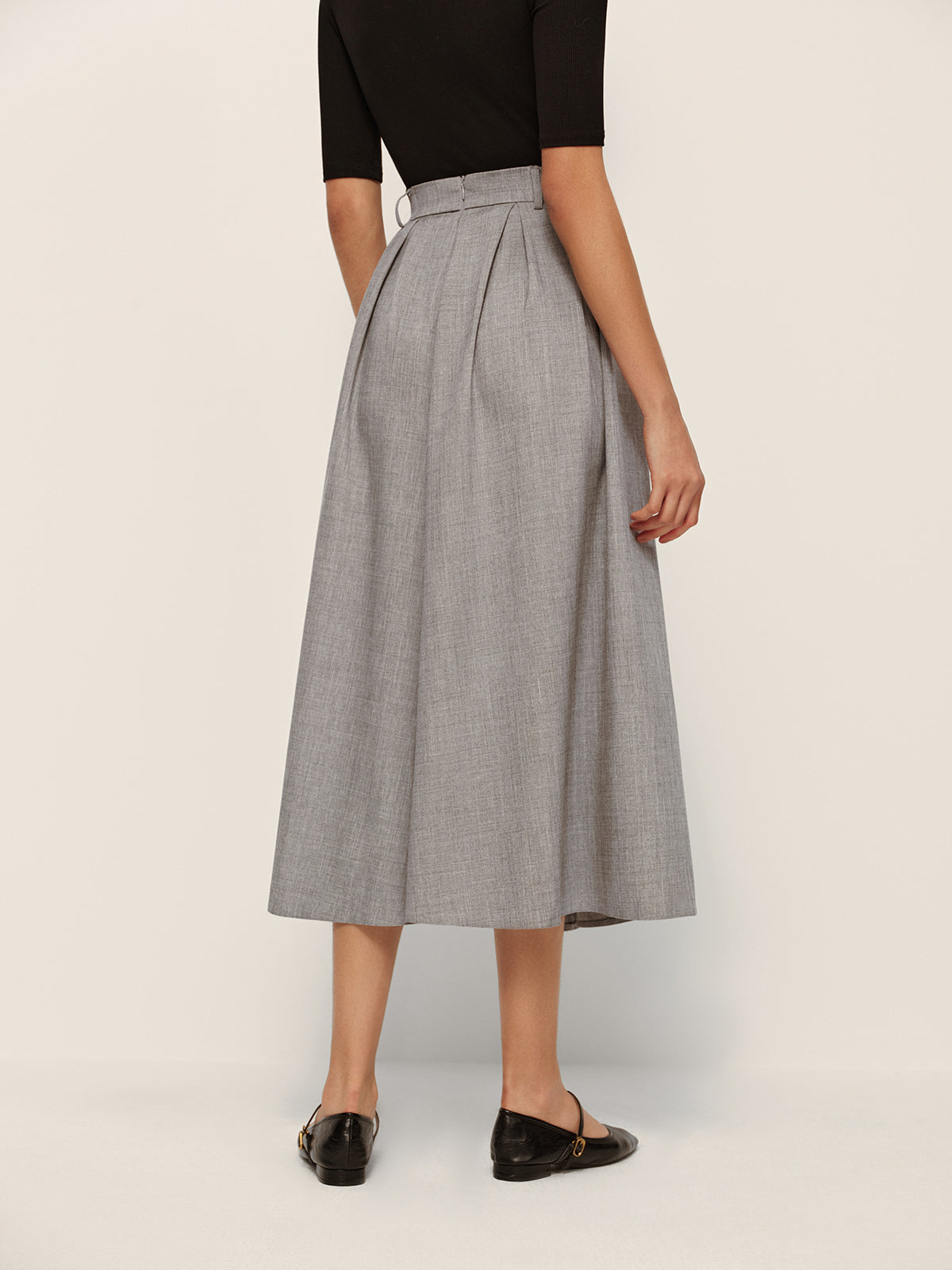 Mid-Waisted Pleated Check Skirt-Chicvia