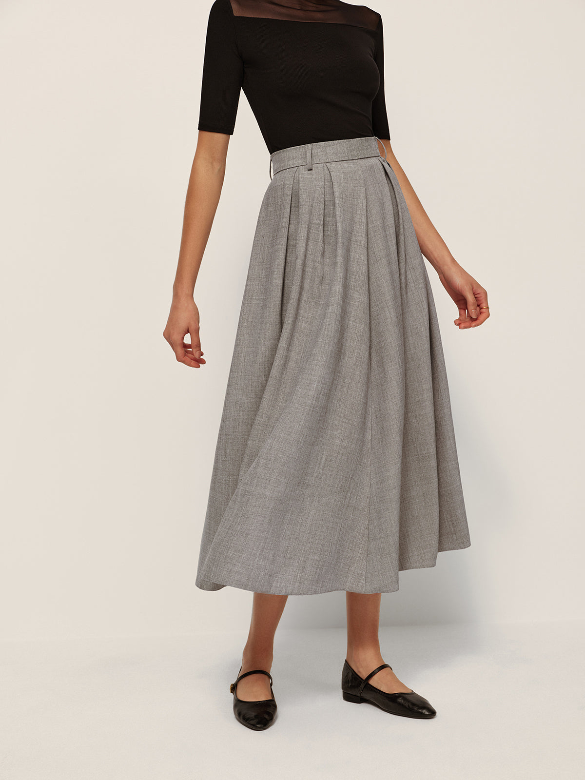 Mid-Waisted Pleated Check Skirt-Chicvia