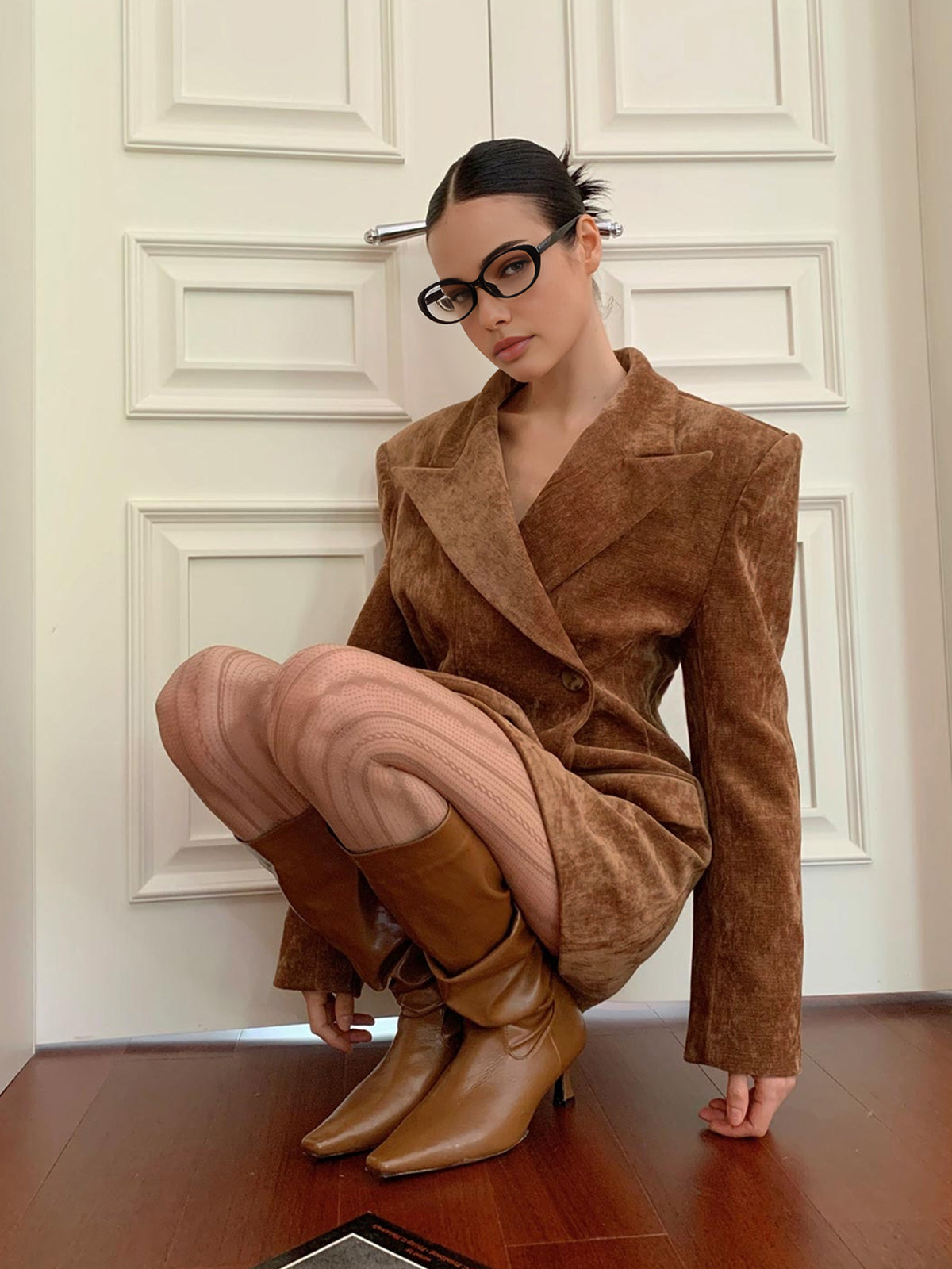 Button Cinched Long Blazer-Chicvia