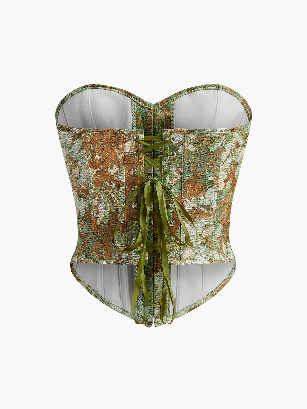 Floral Front Button Corset-Chicvia