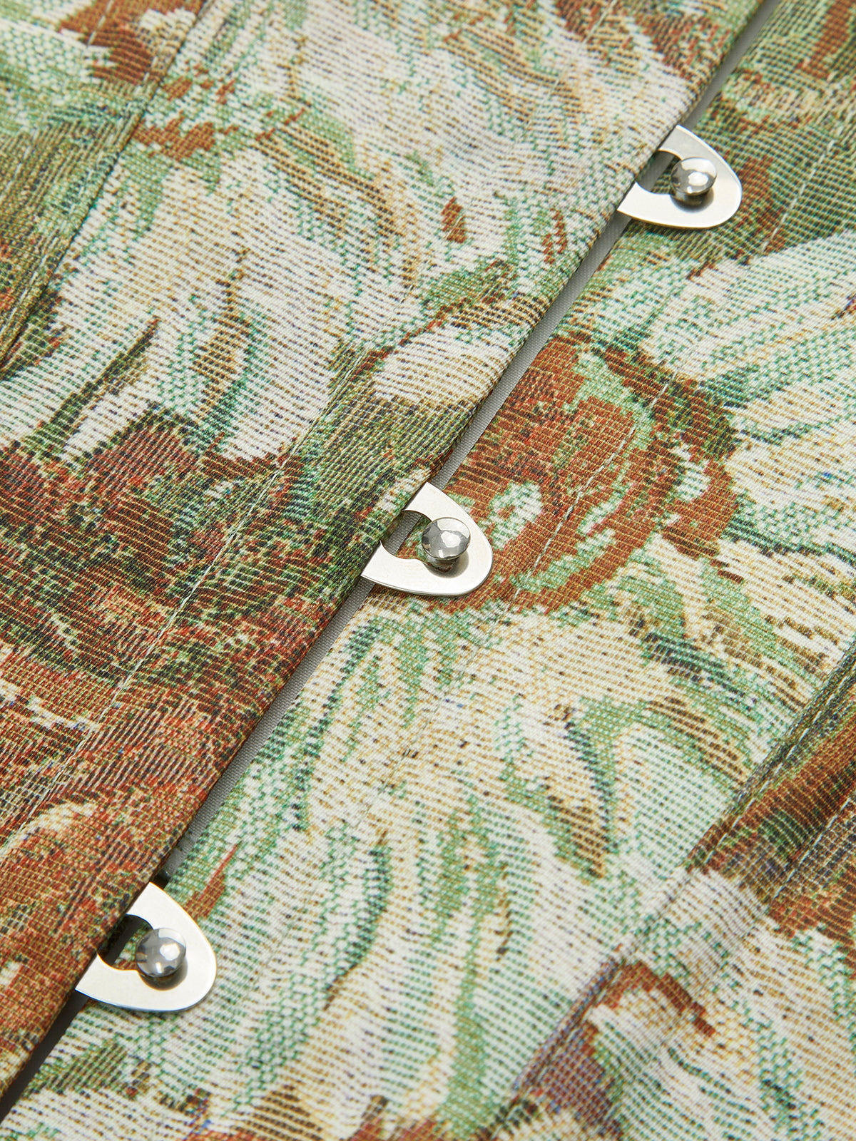 Floral Front Button Corset-Chicvia