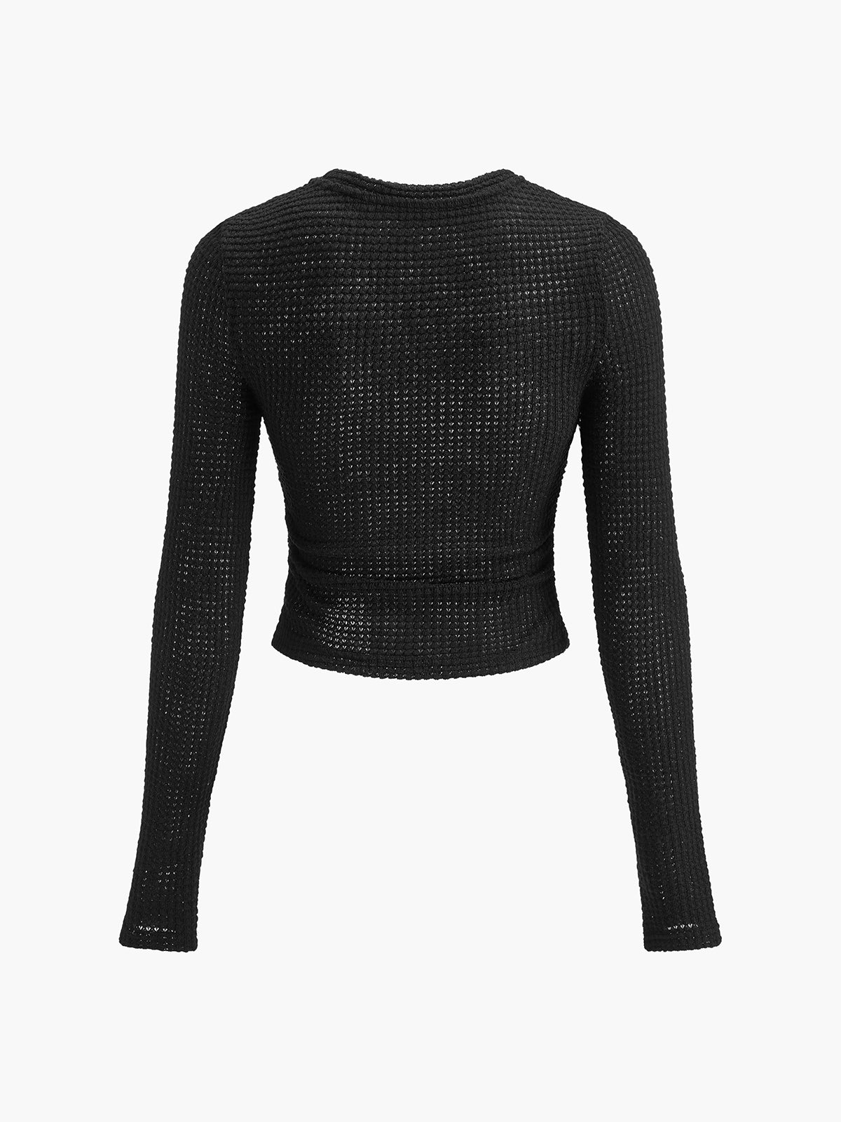 Plain Waffle Slim Sweater-Chicvia