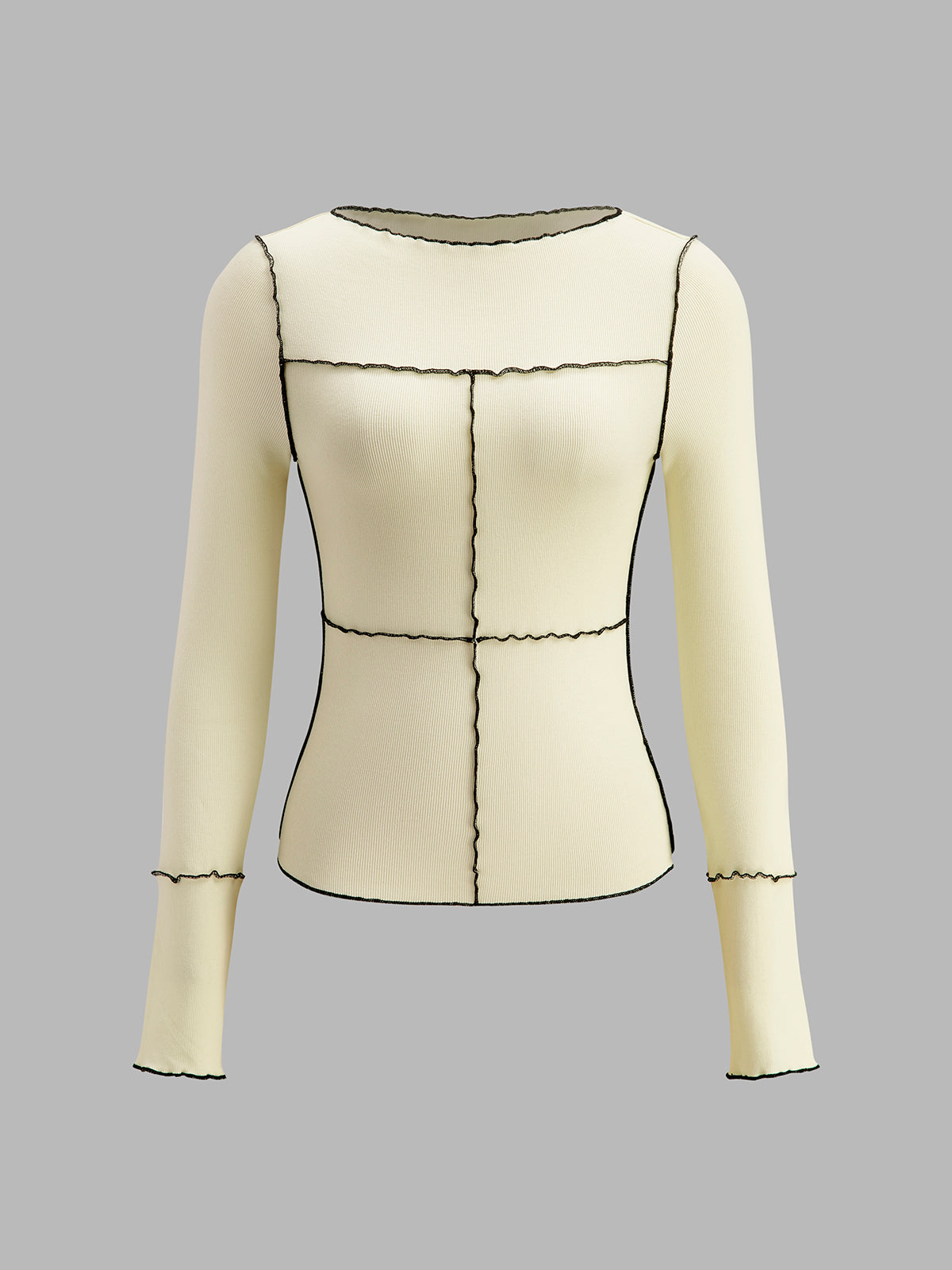 Lettuce Trim Long Sleeve Slim T-Shirt-Chicvia