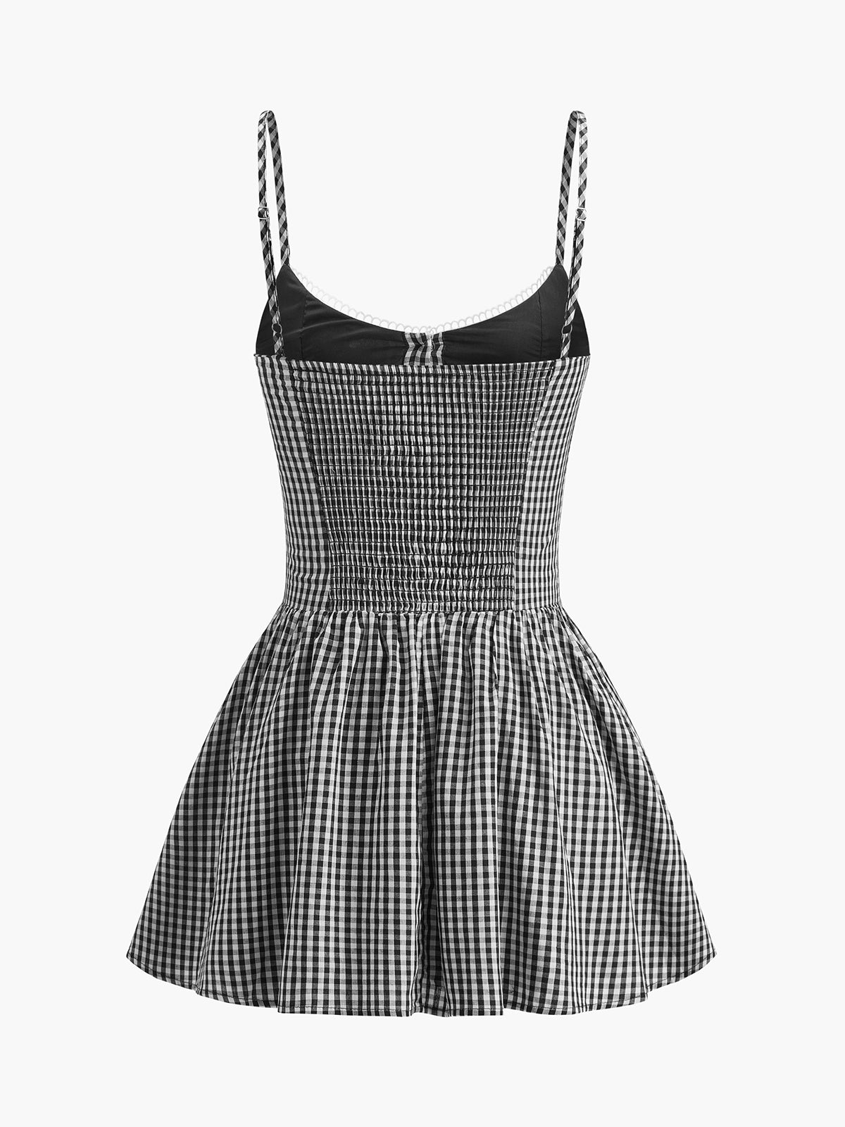 Plaid Button Front Cami Dress-Chicvia