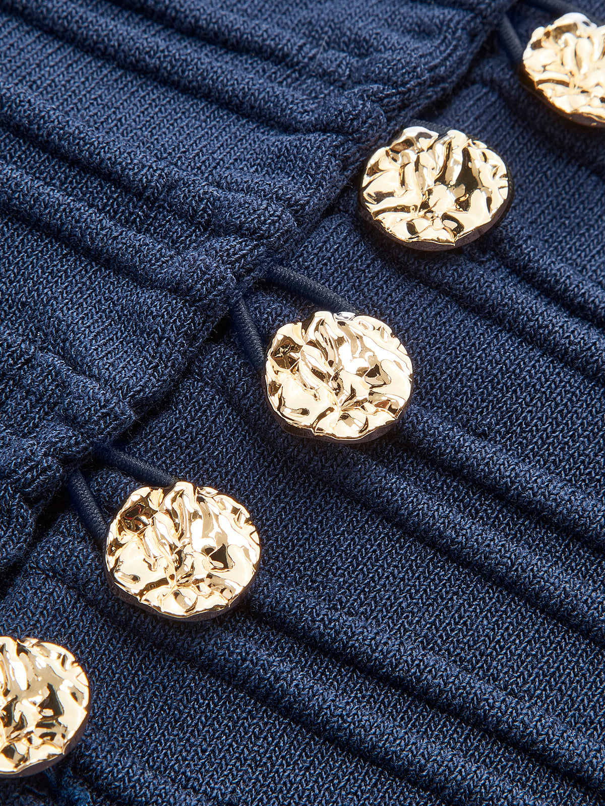 Pebble Pleated Button Knit Top-Chicvia