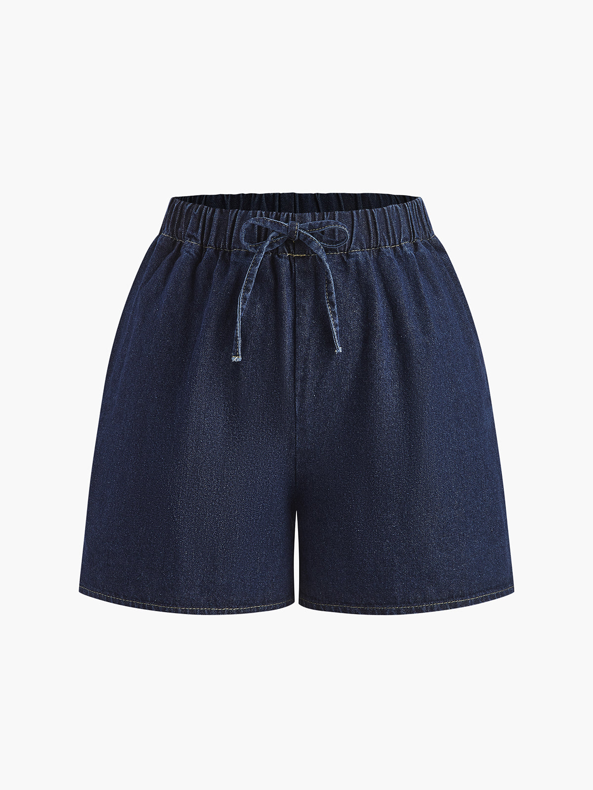 Denim Tie Front Shorts Set-Chicvia