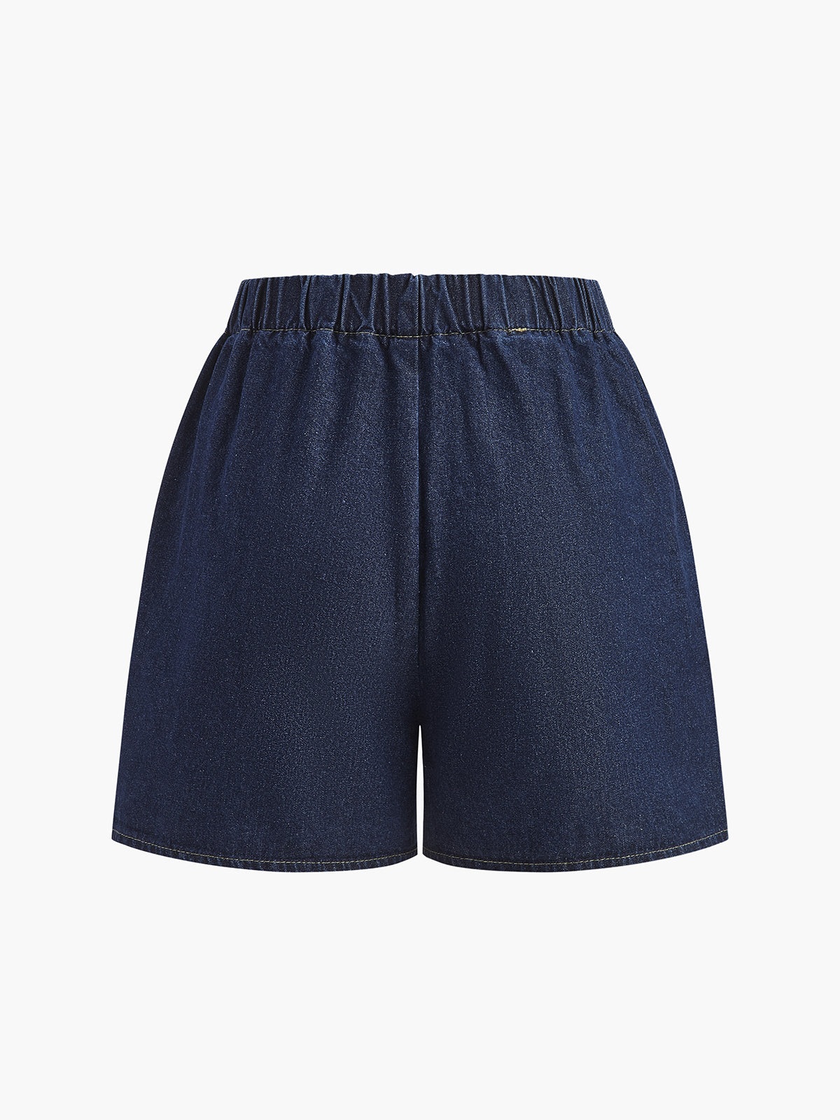 Denim Tie Front Shorts Set-Chicvia