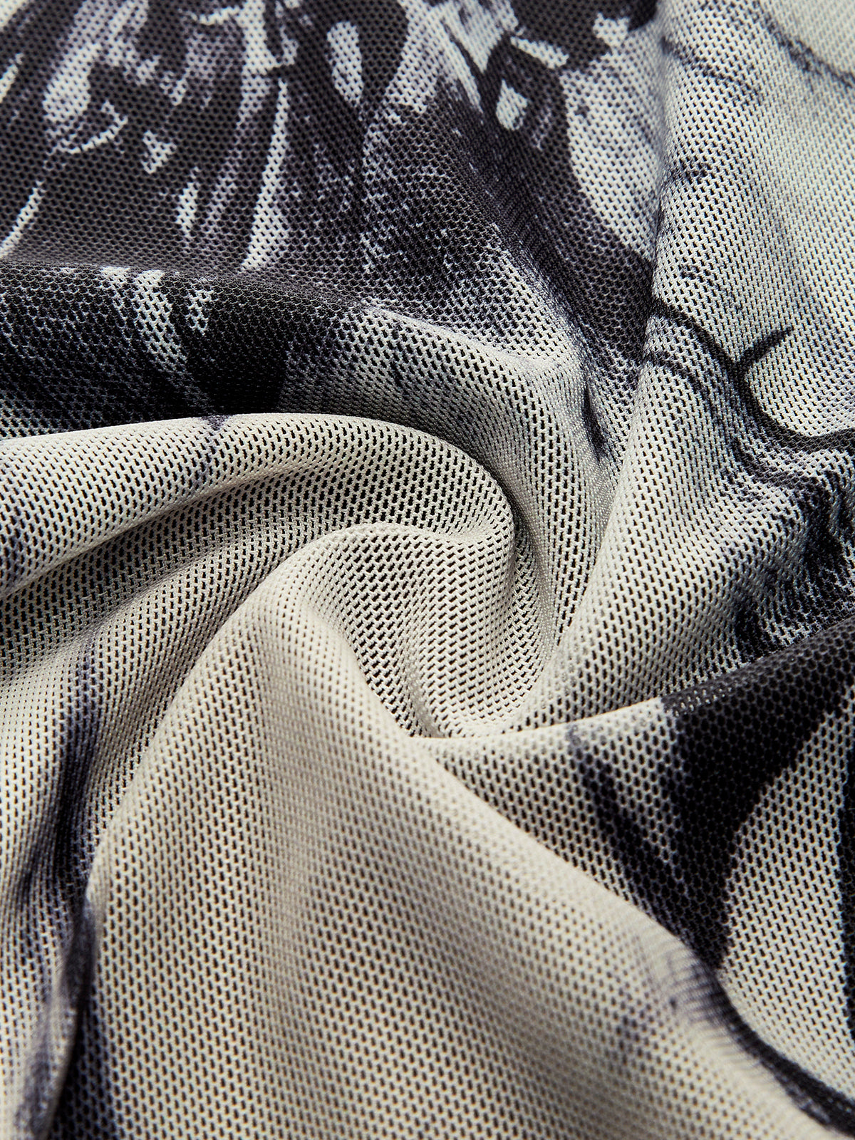 Mock Neck Printed Mesh Dress-Chicvia