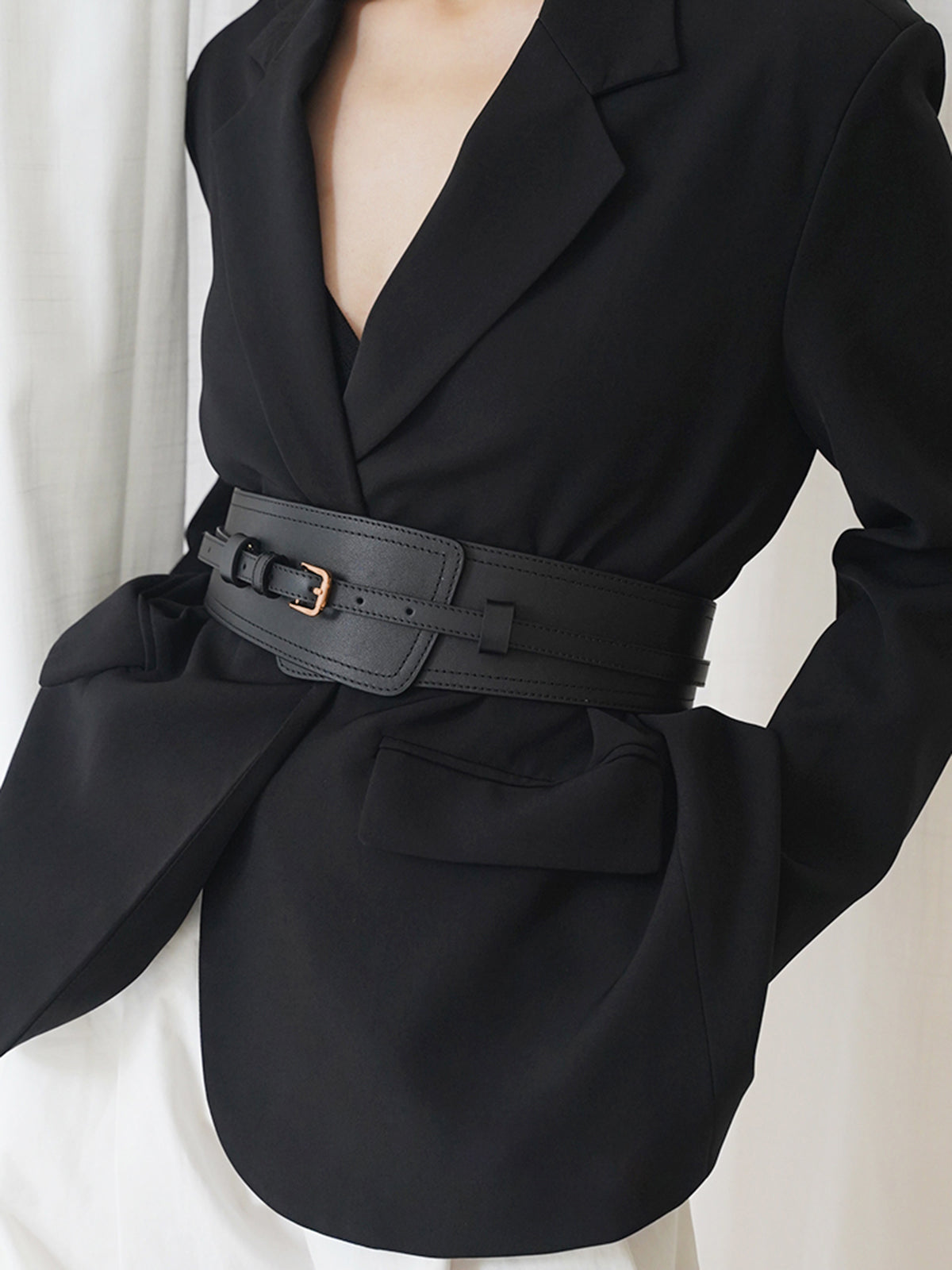 Oversized Two Way Cowhide Belt-Chicvia