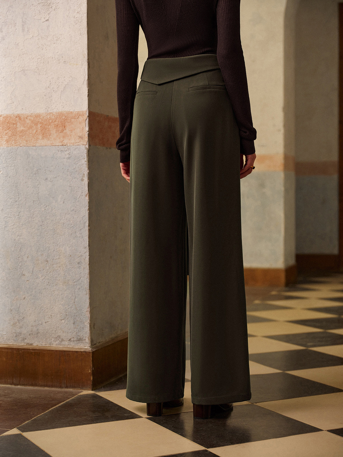 Mid-Waist Knotted Pants-Chicvia