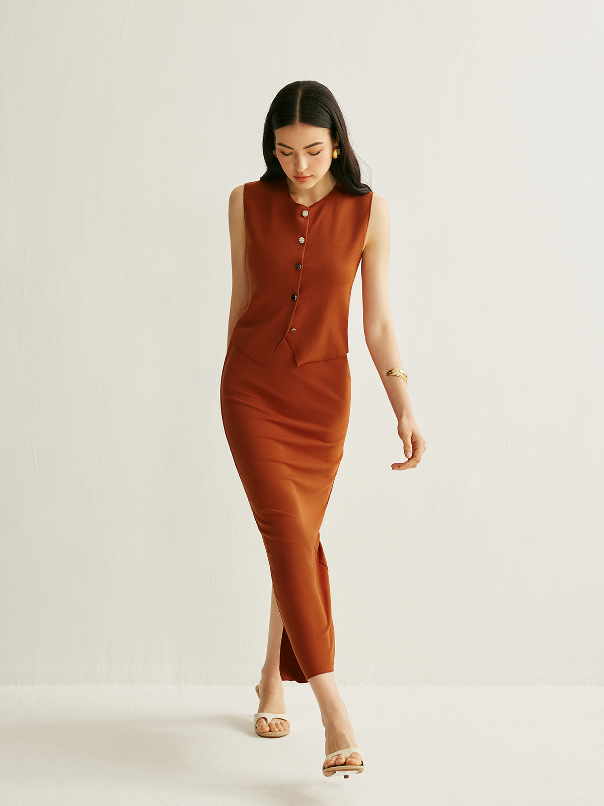 Elastic Waist A-Line Skirt-Chicvia