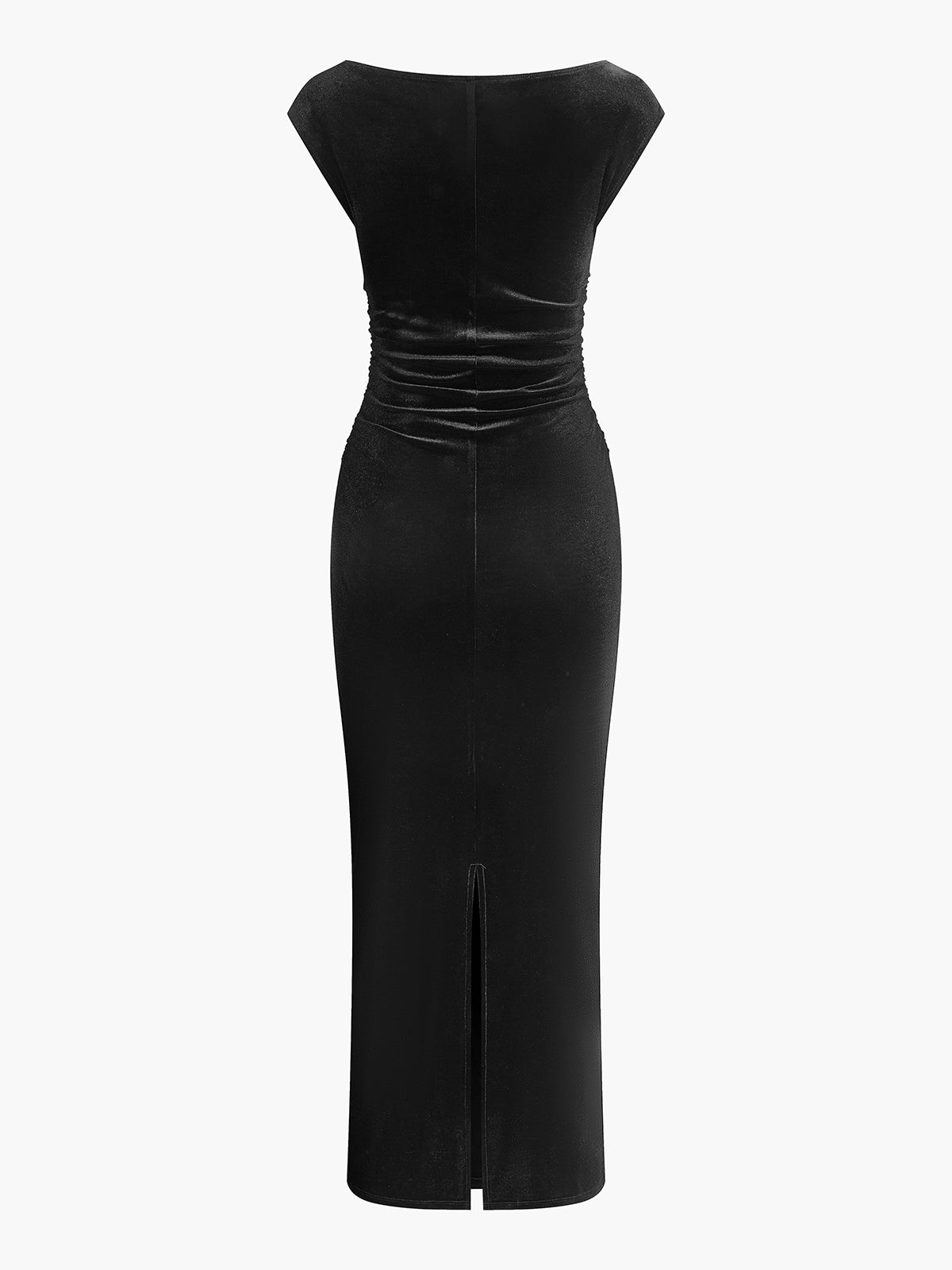 Cap Sleeve Velvet Slim Dress-Chicvia