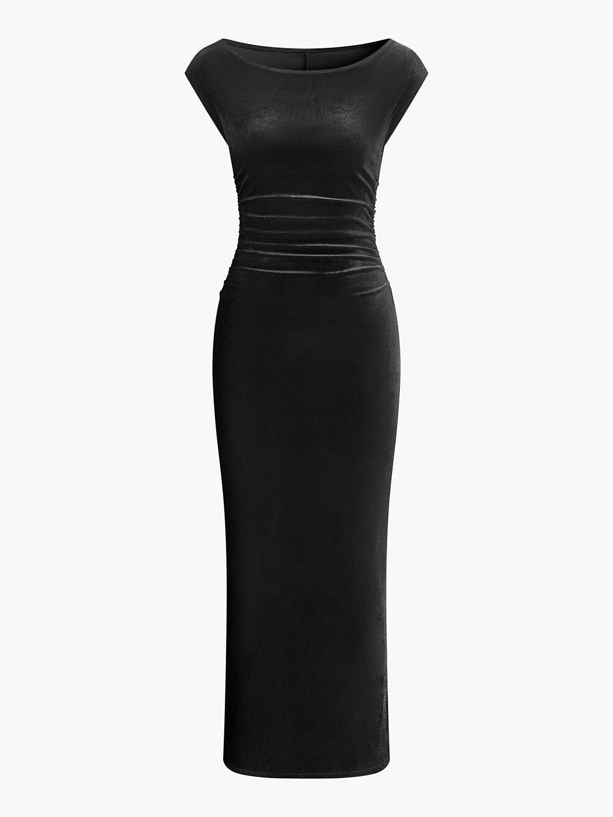 Cap Sleeve Velvet Slim Dress-Chicvia